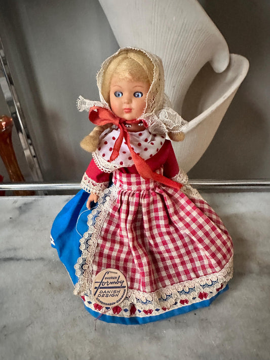 Vintage Gudrun Formby Danish Design Doll, Blue Sleepy Eyes, Collectible Scandinavian Toy, Mid-Century Doll