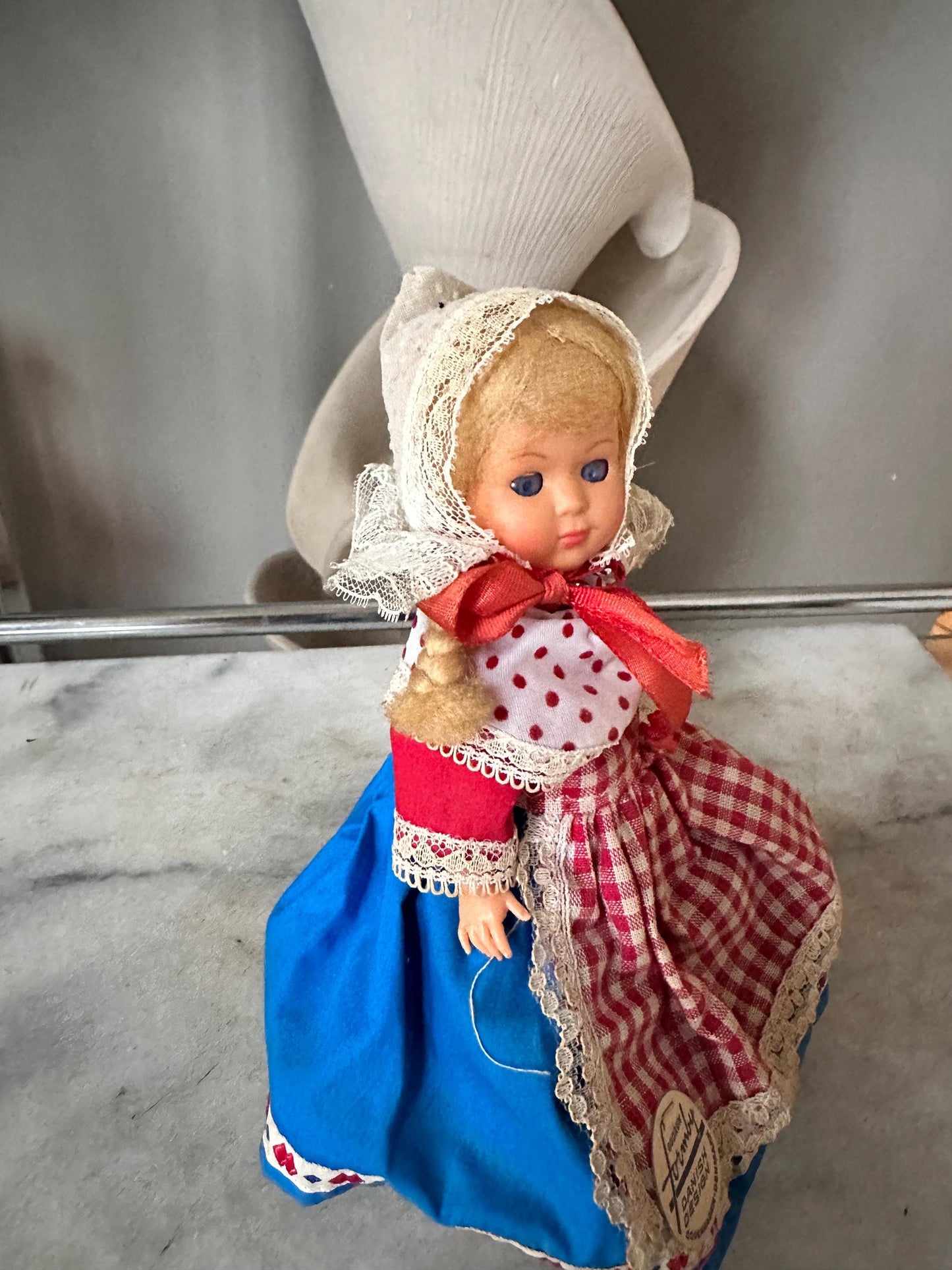Vintage Gudrun Formby Danish Design Doll, Blue Sleepy Eyes, Collectible Scandinavian Toy, Mid-Century Doll