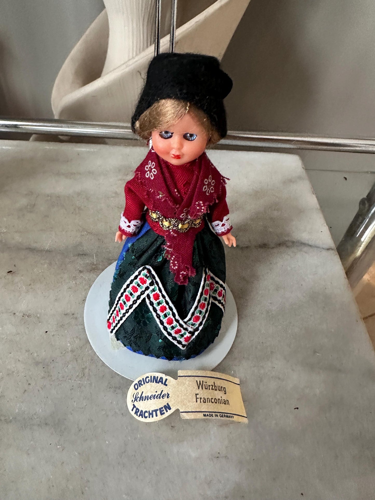 German Folklore Dolls, Set of 3 Vintage, Hand-Painted Faces, Traditional Costumes