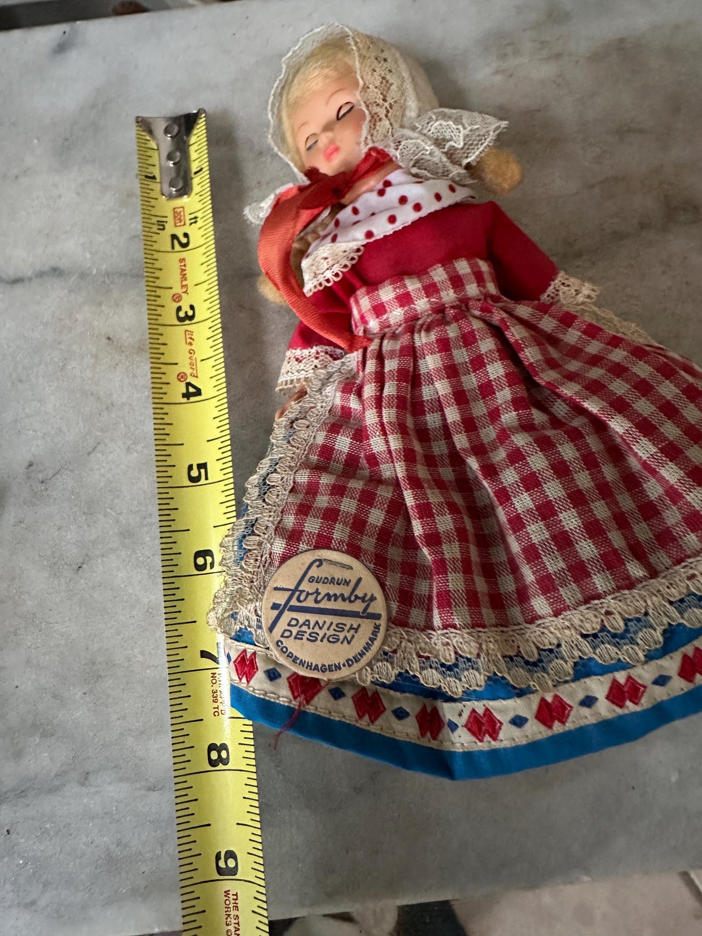 Vintage Gudrun Formby Danish Design Doll, Blue Sleepy Eyes, Collectible Scandinavian Toy, Mid-Century Doll