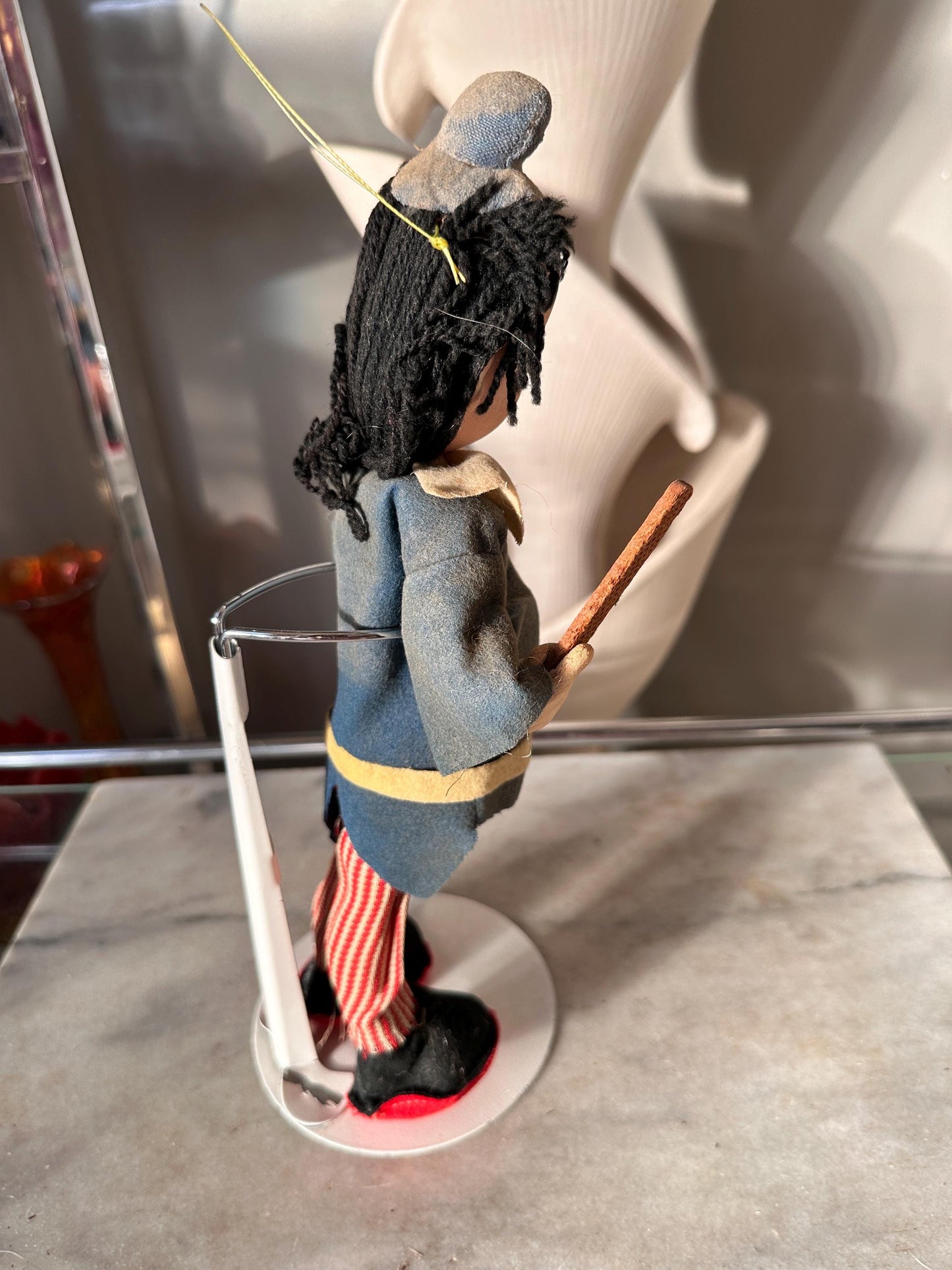 1960s Holiday Fair Hobo Clown Doll, Poseable Felt, Made in Japan Kitsch Décor