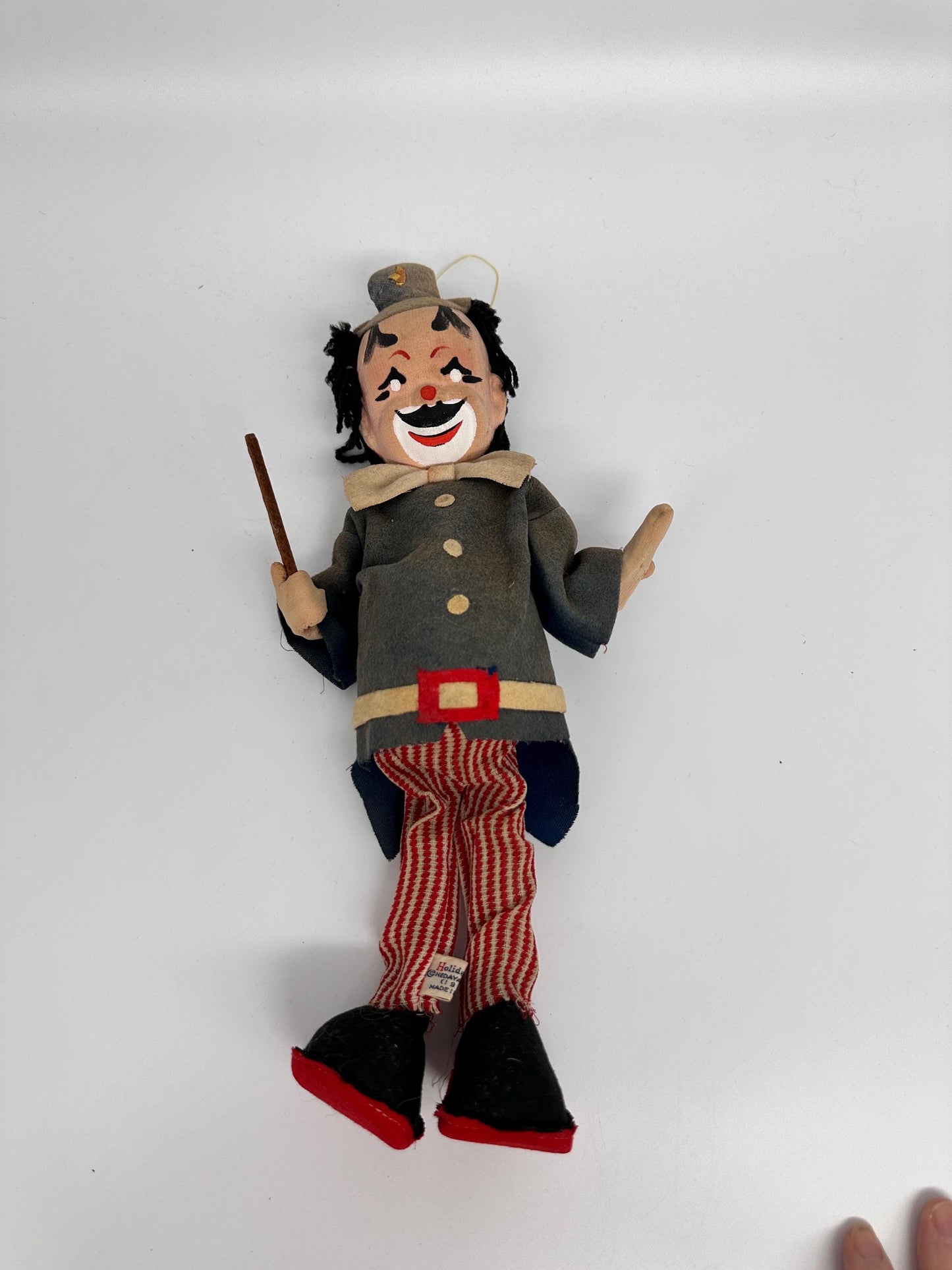 1960s Holiday Fair Hobo Clown Doll, Poseable Felt, Made in Japan Kitsch Décor