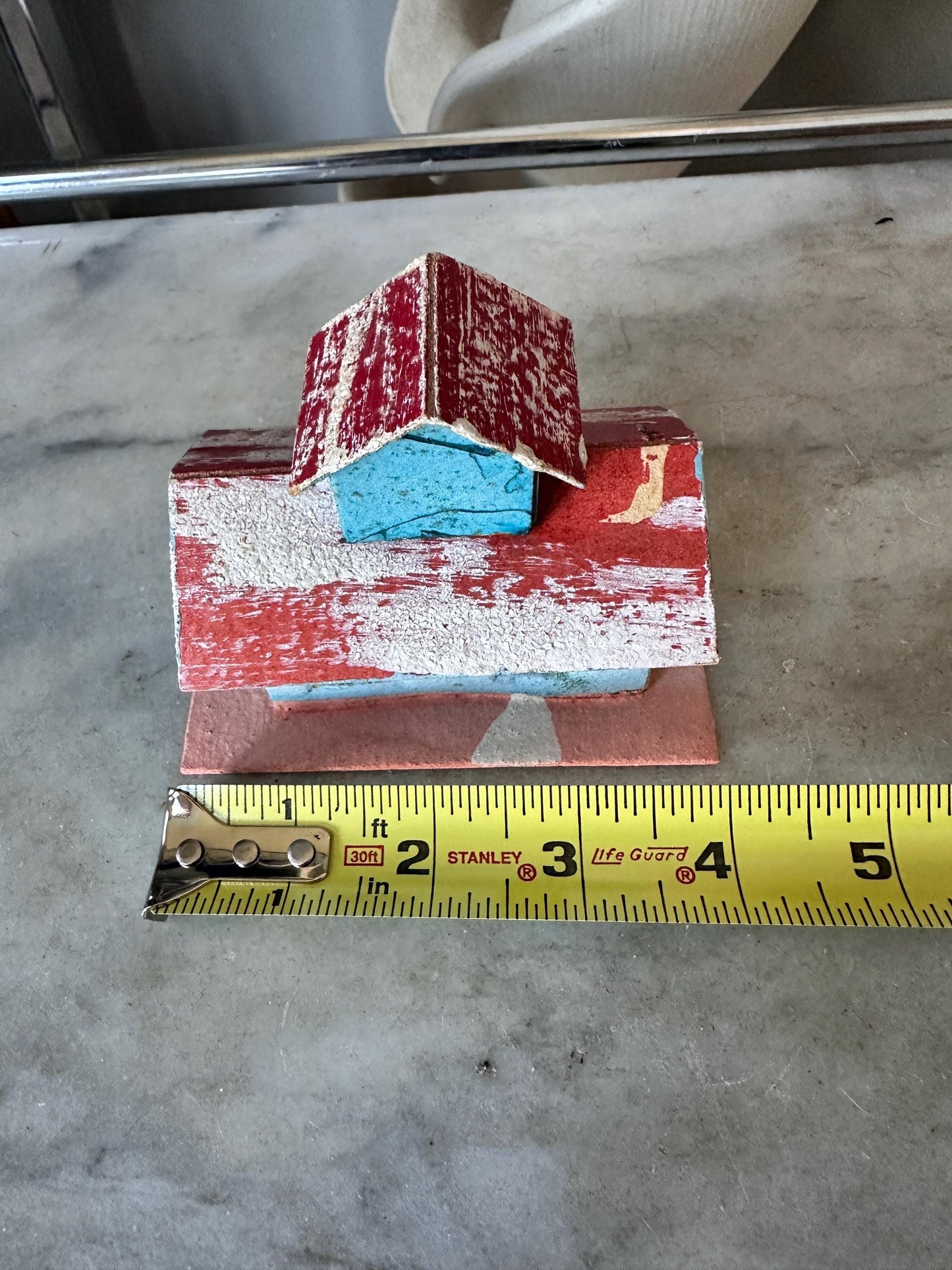 Vintage Putz House -  Red, Blue, Faux Snow Christmas Village Display (Made in Japan)