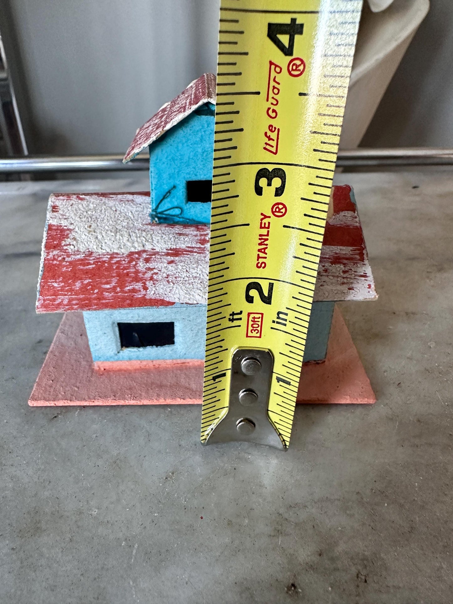 Vintage Putz House -  Red, Blue, Faux Snow Christmas Village Display (Made in Japan)