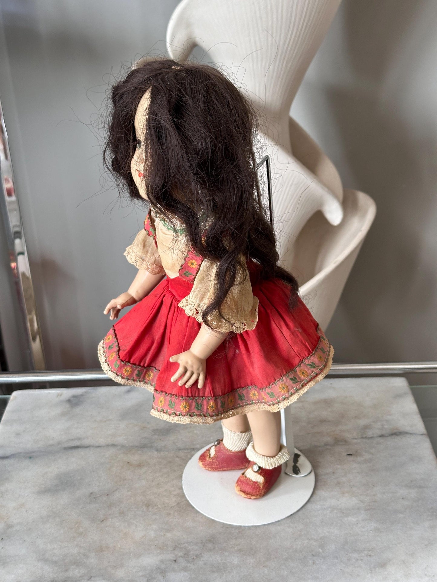 Vintage 14" Dark Brunette Ideal Toni DollHard Plastic Strung Doll