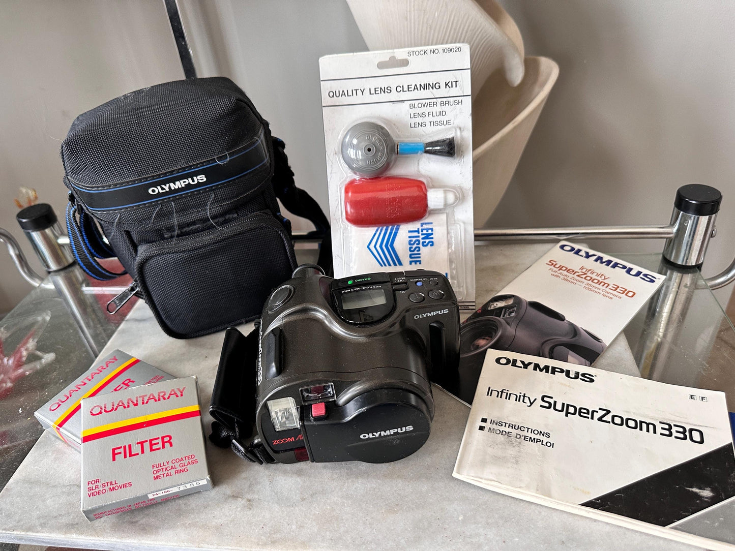 Olympus Infinity Super Zoom 330 35mm Film Camera Bundle, Manual, Lens Kit, Filters