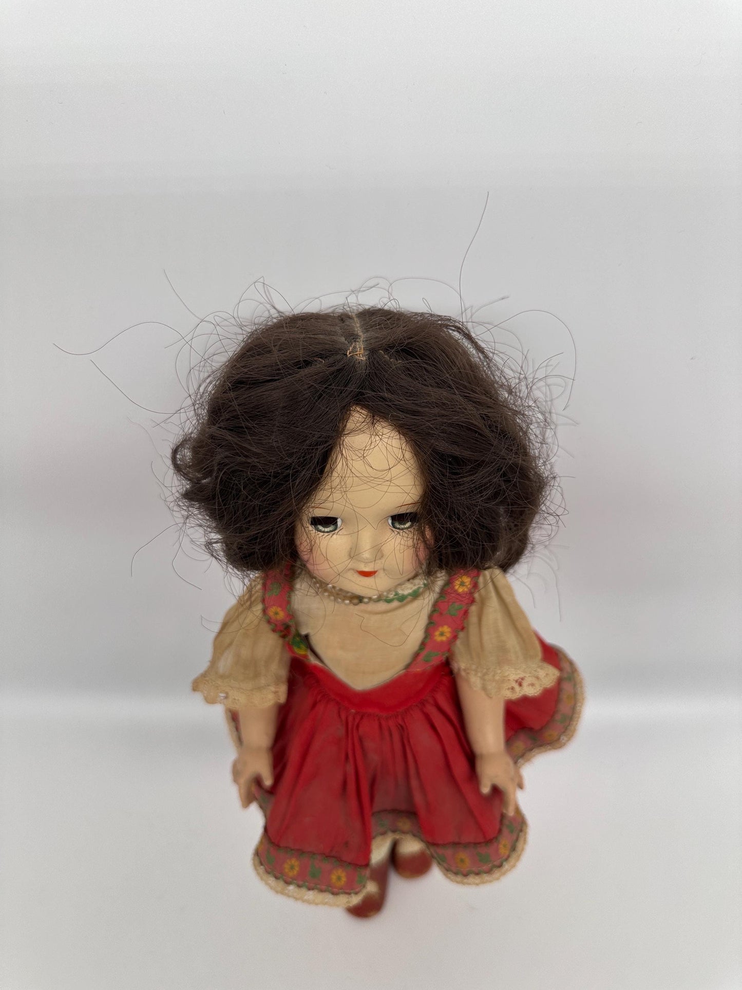 Vintage 14" Dark Brunette Ideal Toni DollHard Plastic Strung Doll