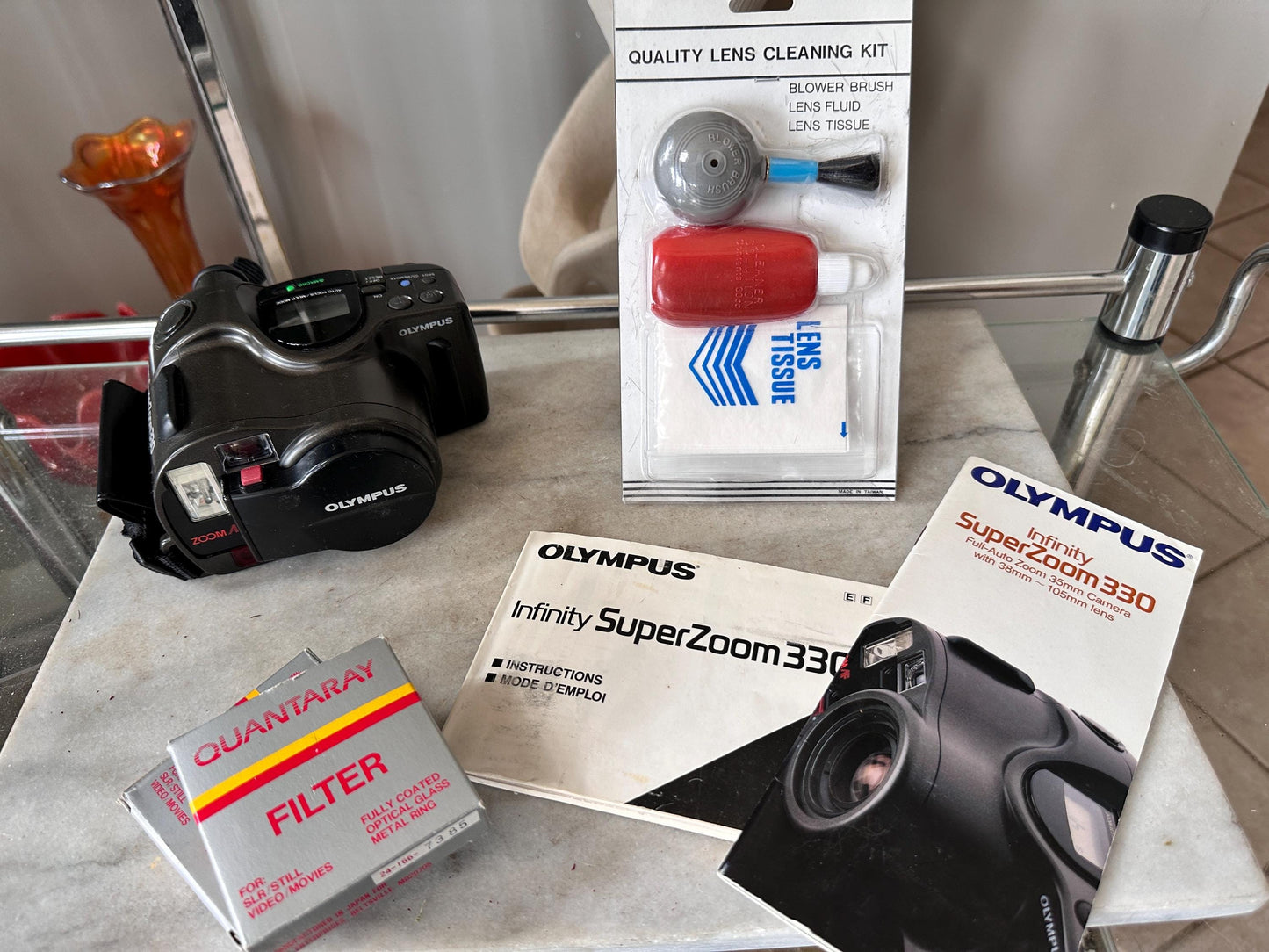 Olympus Infinity Super Zoom 330 35mm Film Camera Bundle, Manual, Lens Kit, Filters