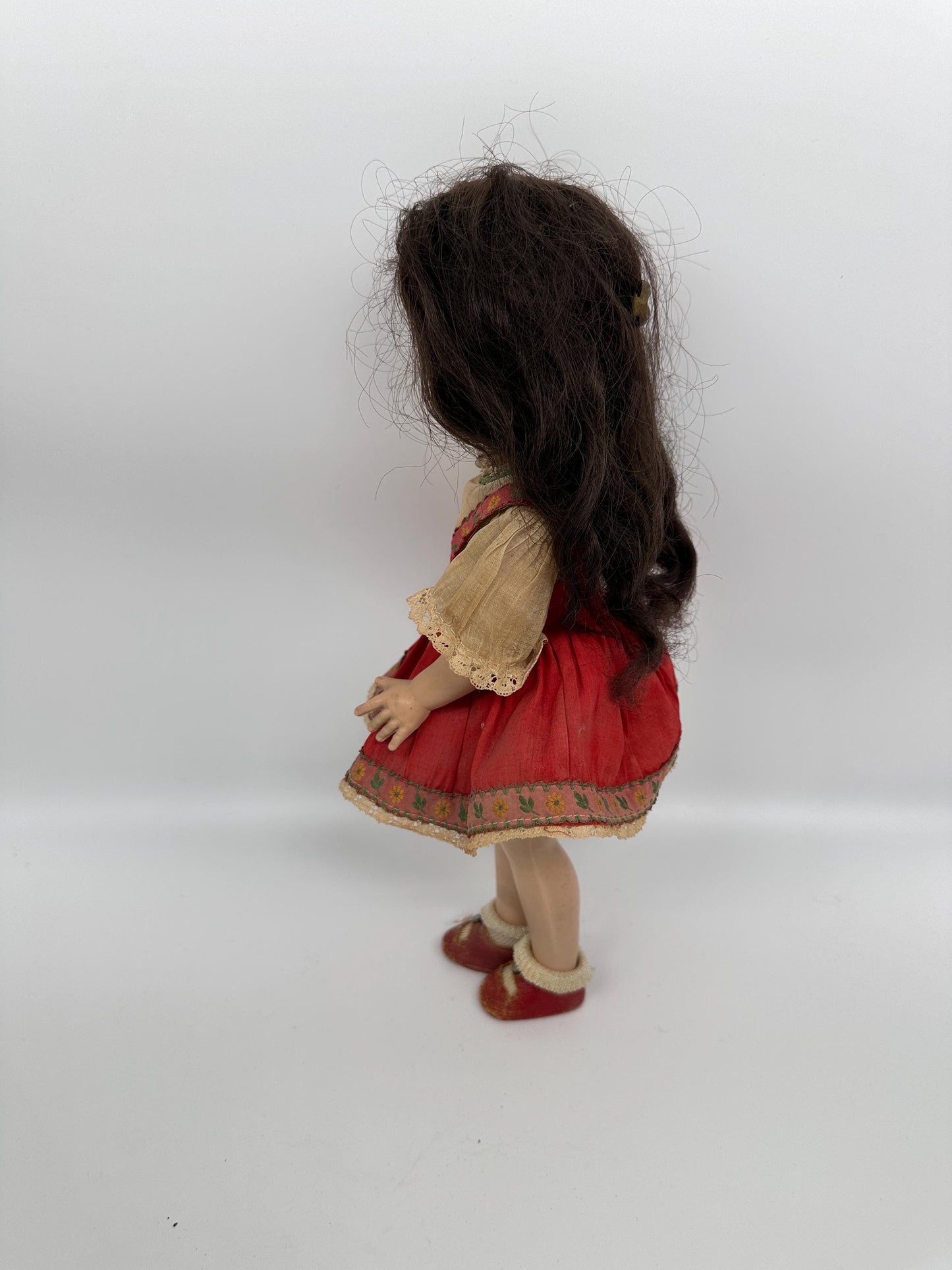 Vintage 14" Dark Brunette Ideal Toni DollHard Plastic Strung Doll