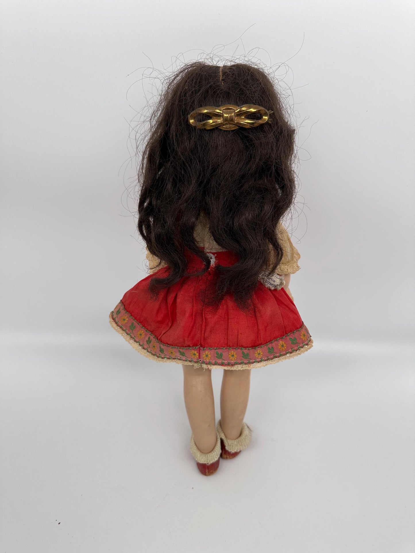 Vintage 14" Dark Brunette Ideal Toni DollHard Plastic Strung Doll