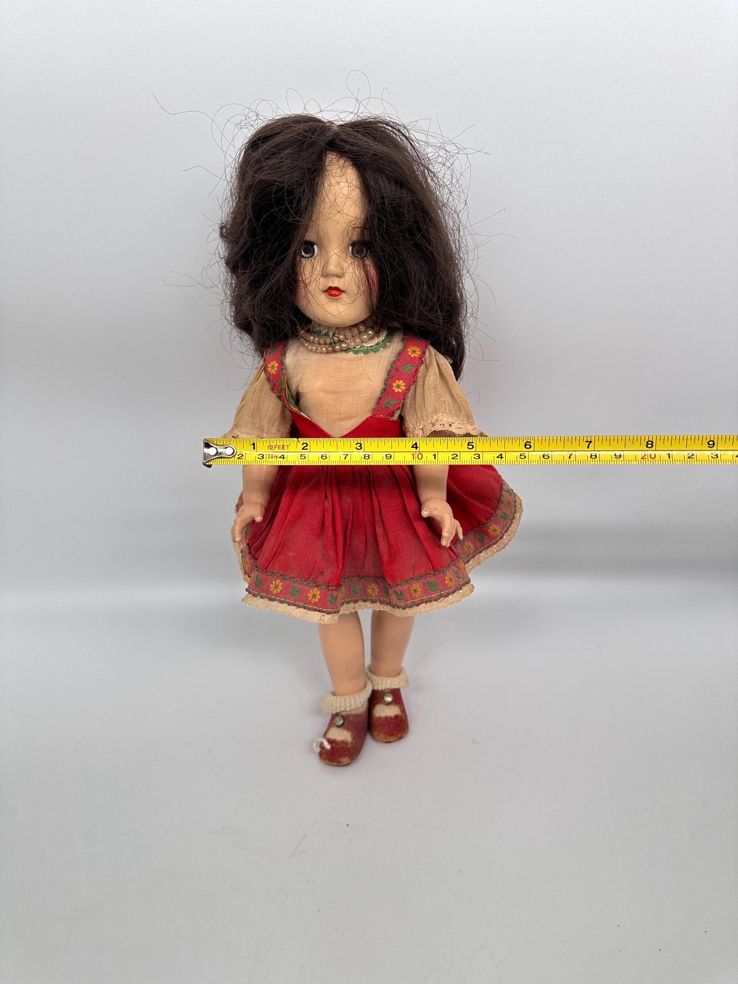 Vintage 14" Dark Brunette Ideal Toni DollHard Plastic Strung Doll