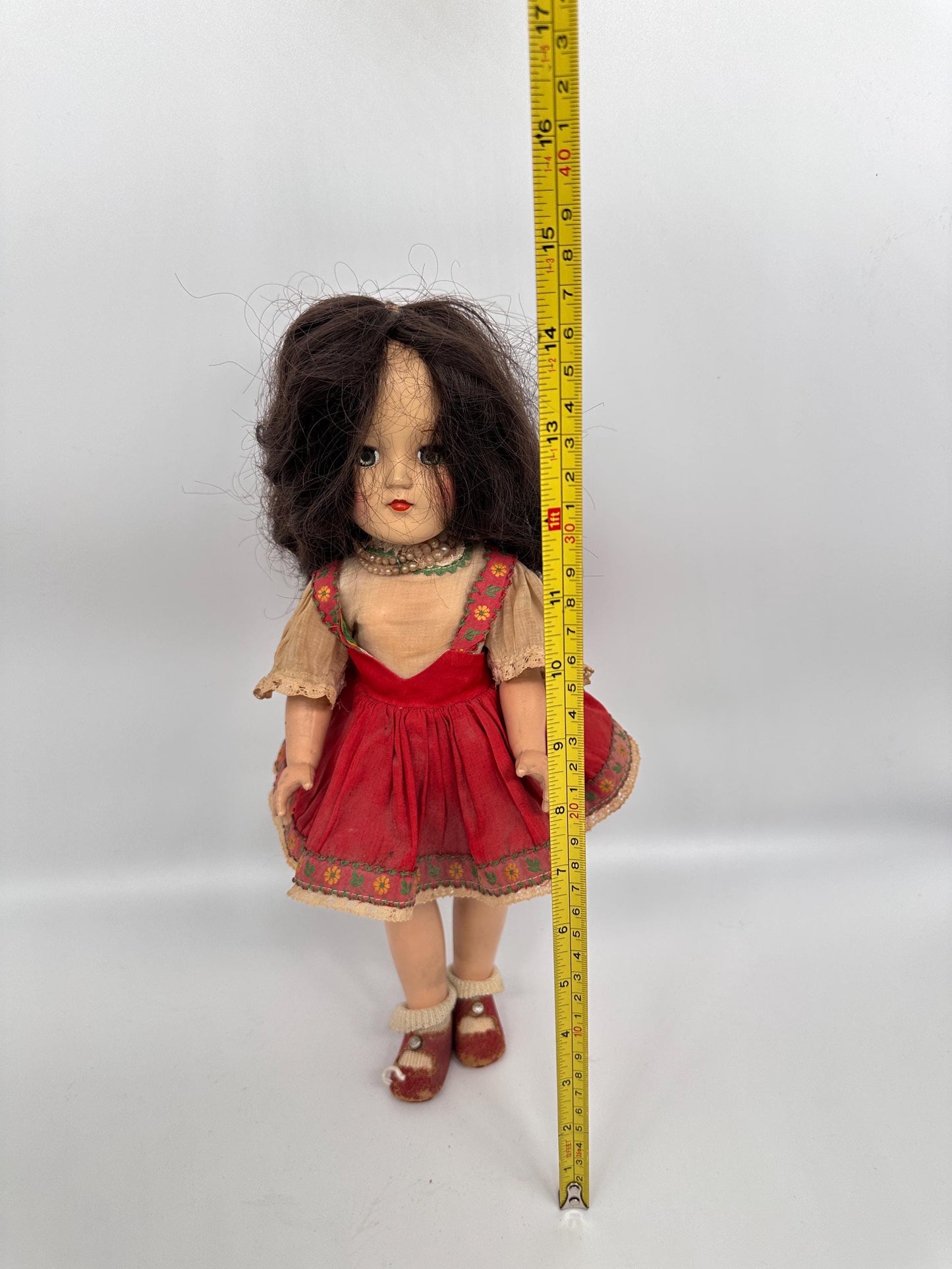 Vintage 14" Dark Brunette Ideal Toni DollHard Plastic Strung Doll