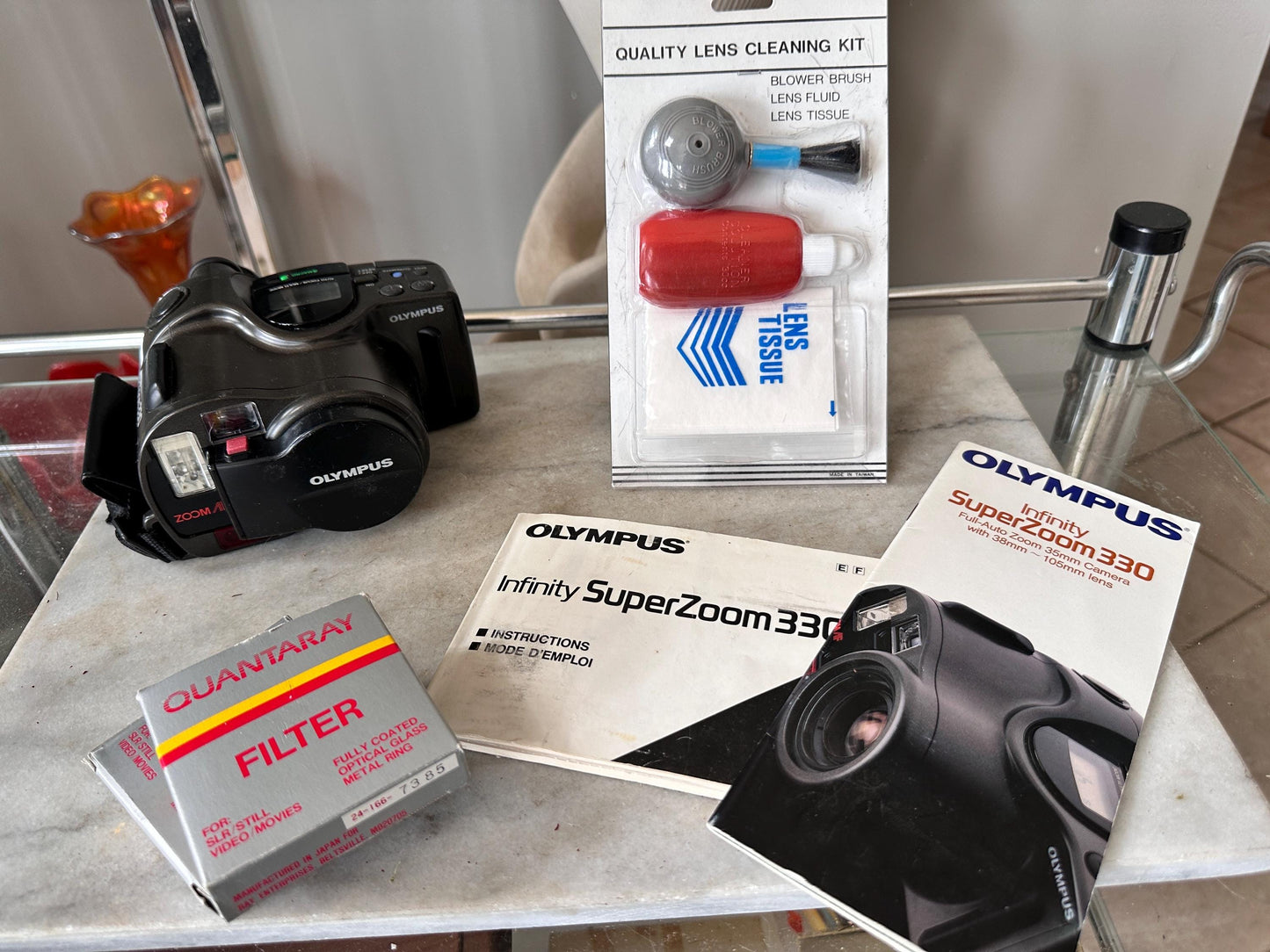 Olympus Infinity Super Zoom 330 35mm Film Camera Bundle, Manual, Lens Kit, Filters