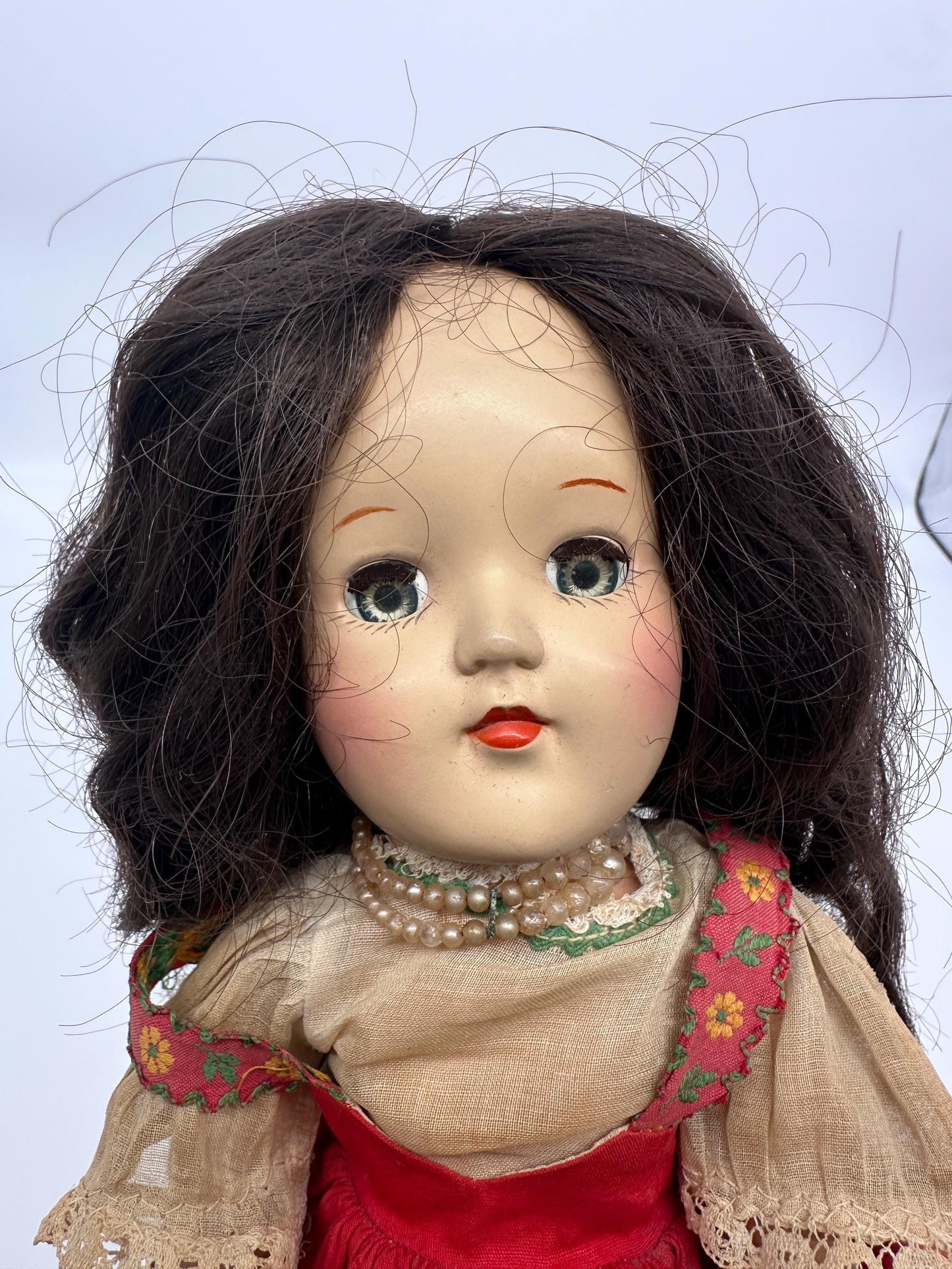 Vintage 14" Dark Brunette Ideal Toni DollHard Plastic Strung Doll