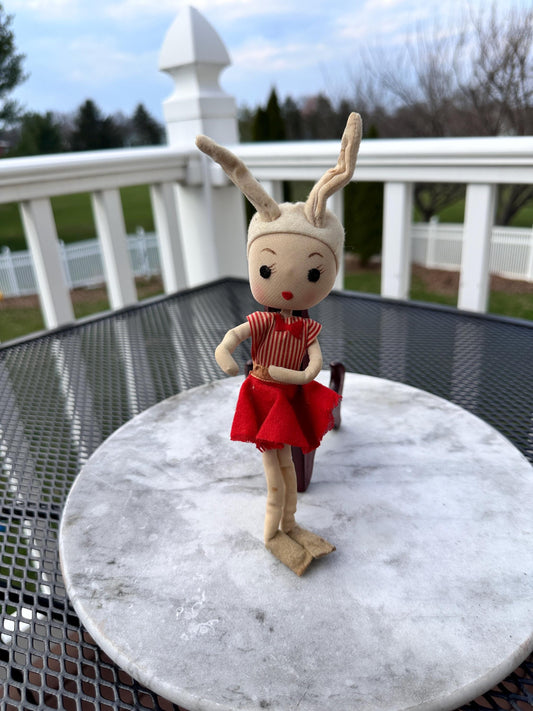 Vintage Bunny Pixie Knee Hugger Ornament: 1960s Japan Easter Decor