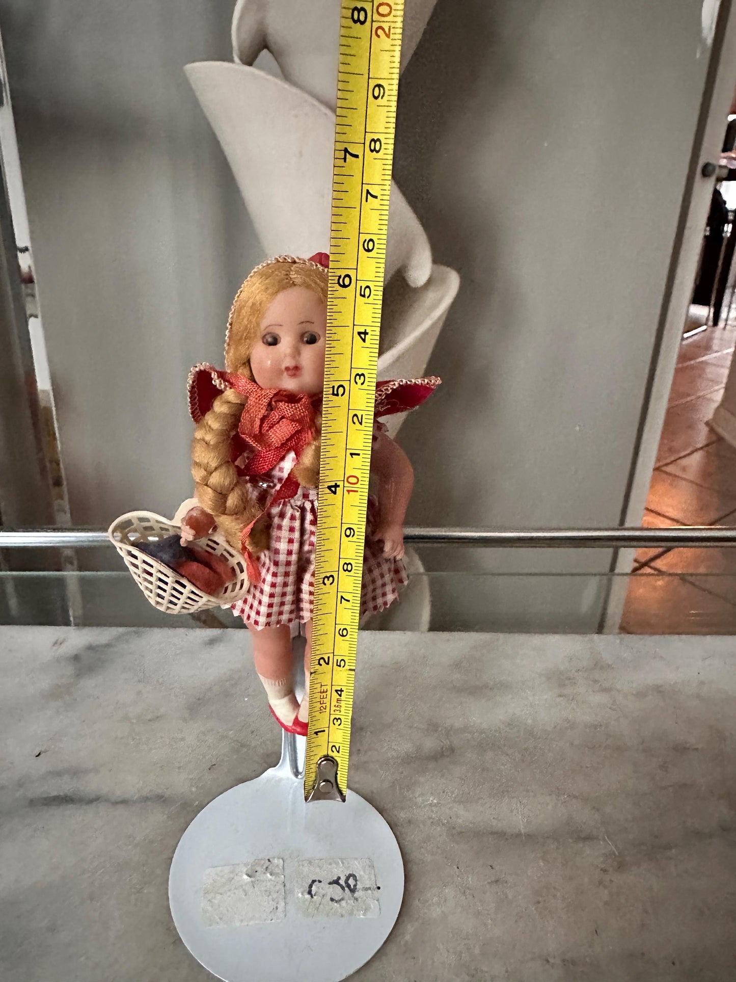 Vintage Little Red Riding Hood Doll,  Sleep Eyes Paper Dress, Made in Italy