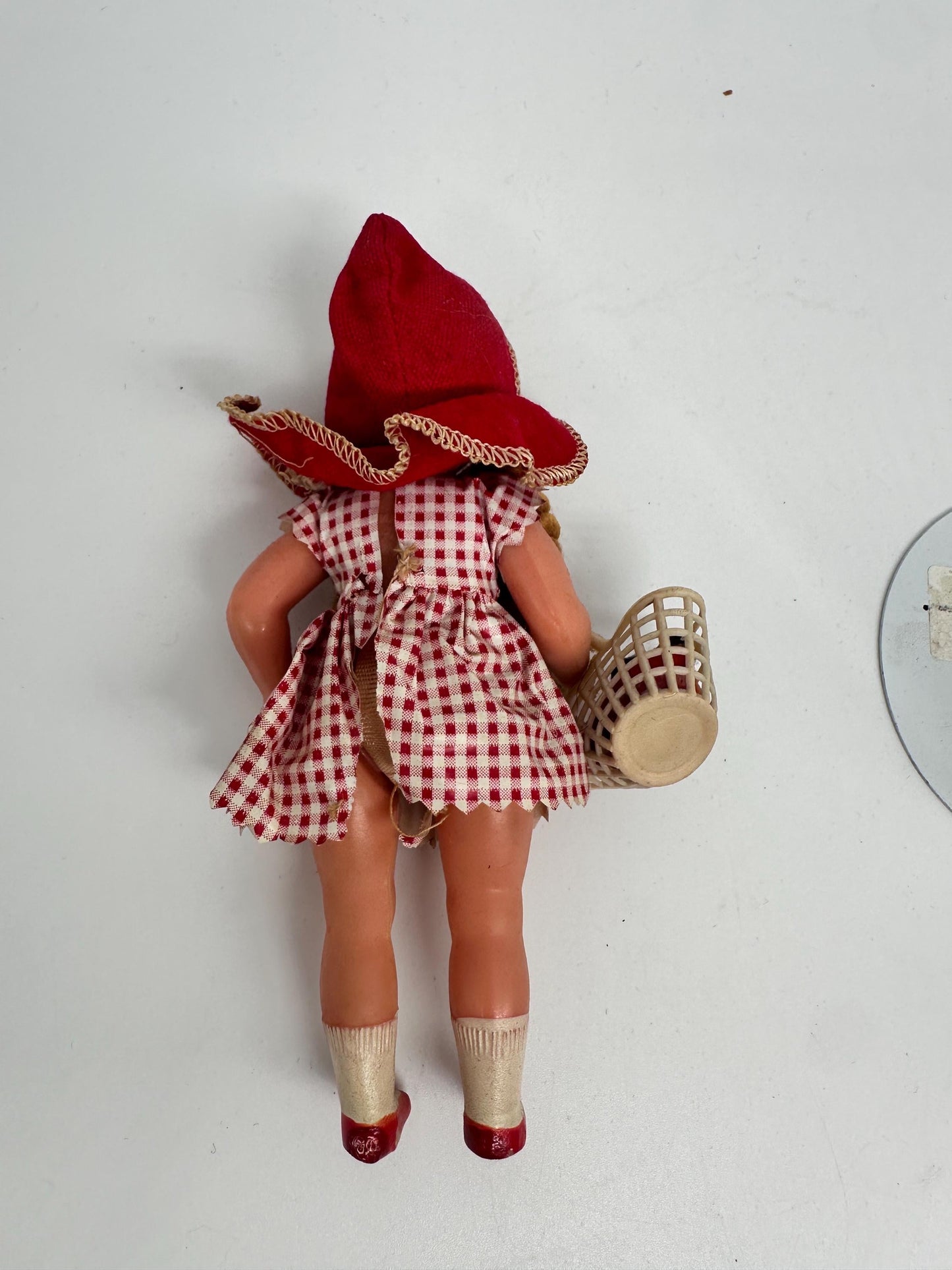 Vintage Little Red Riding Hood Doll,  Sleep Eyes Paper Dress, Made in Italy