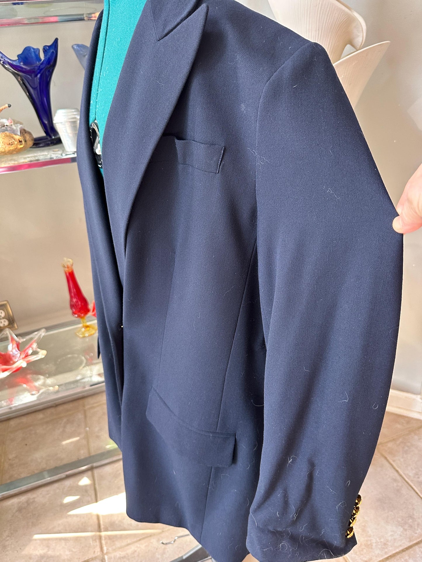 Vintage 1990s Lauren Ralph Lauren Navy Double Breasted Wool Blazer – Women’s Size 22