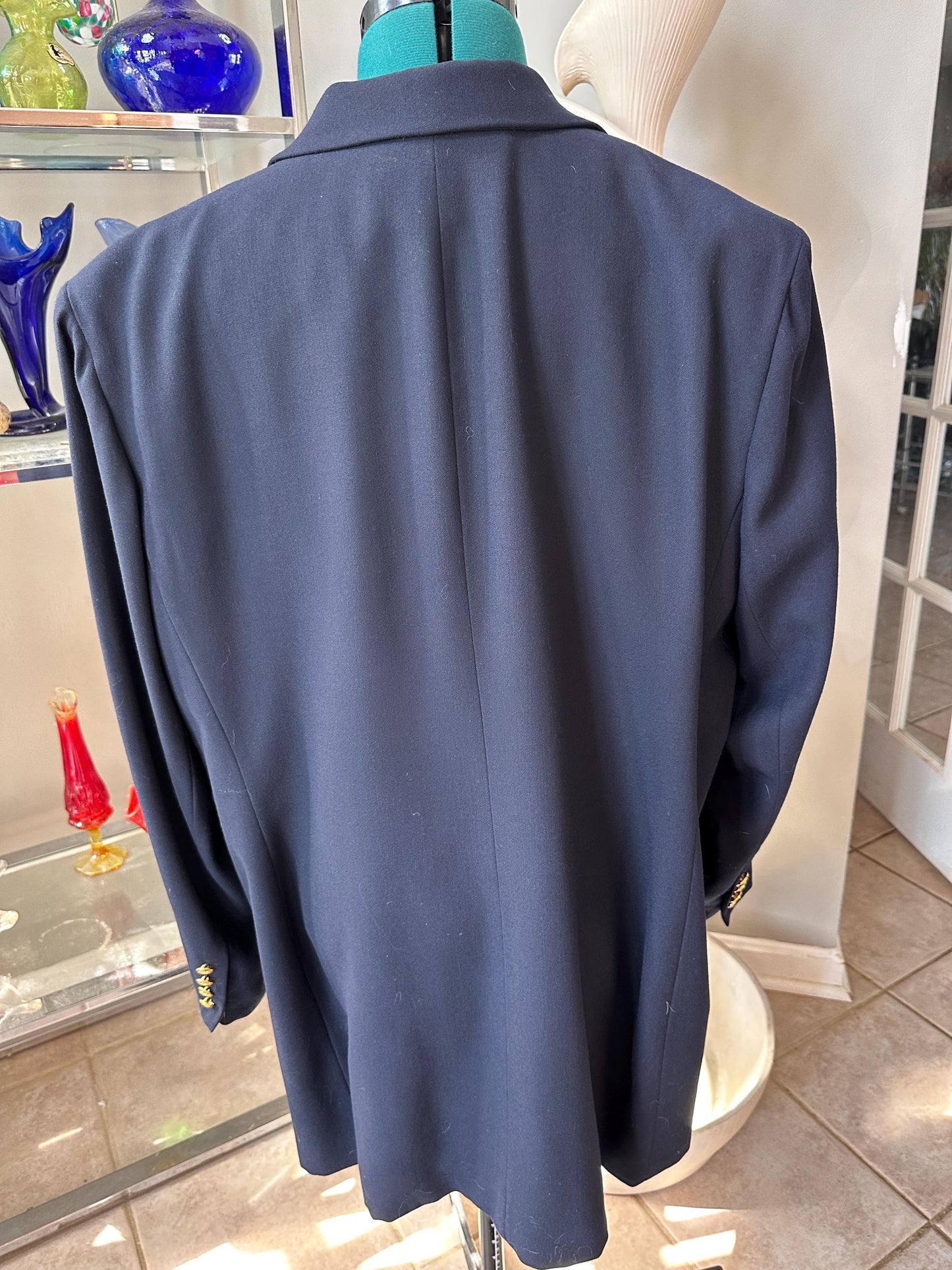 Vintage 1990s Lauren Ralph Lauren Navy Double Breasted Wool Blazer – Women’s Size 22