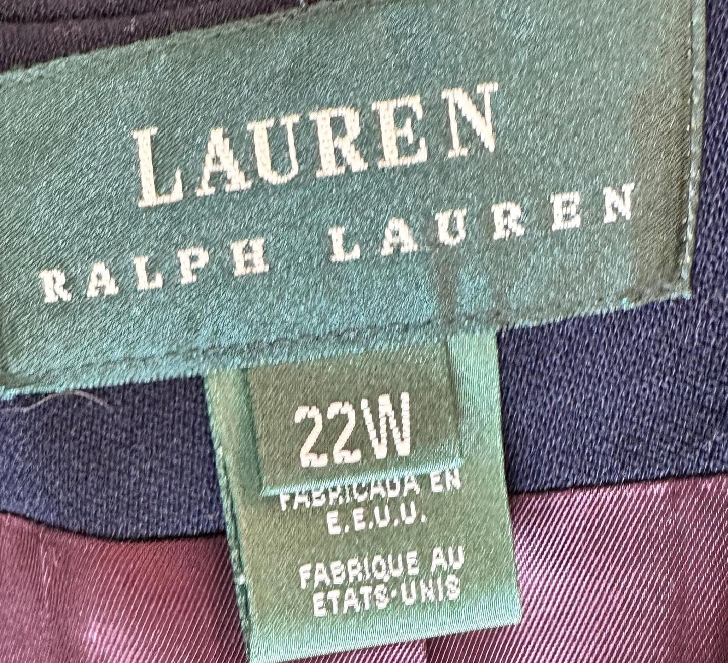 Vintage 1990s Lauren Ralph Lauren Navy Double Breasted Wool Blazer – Women’s Size 22