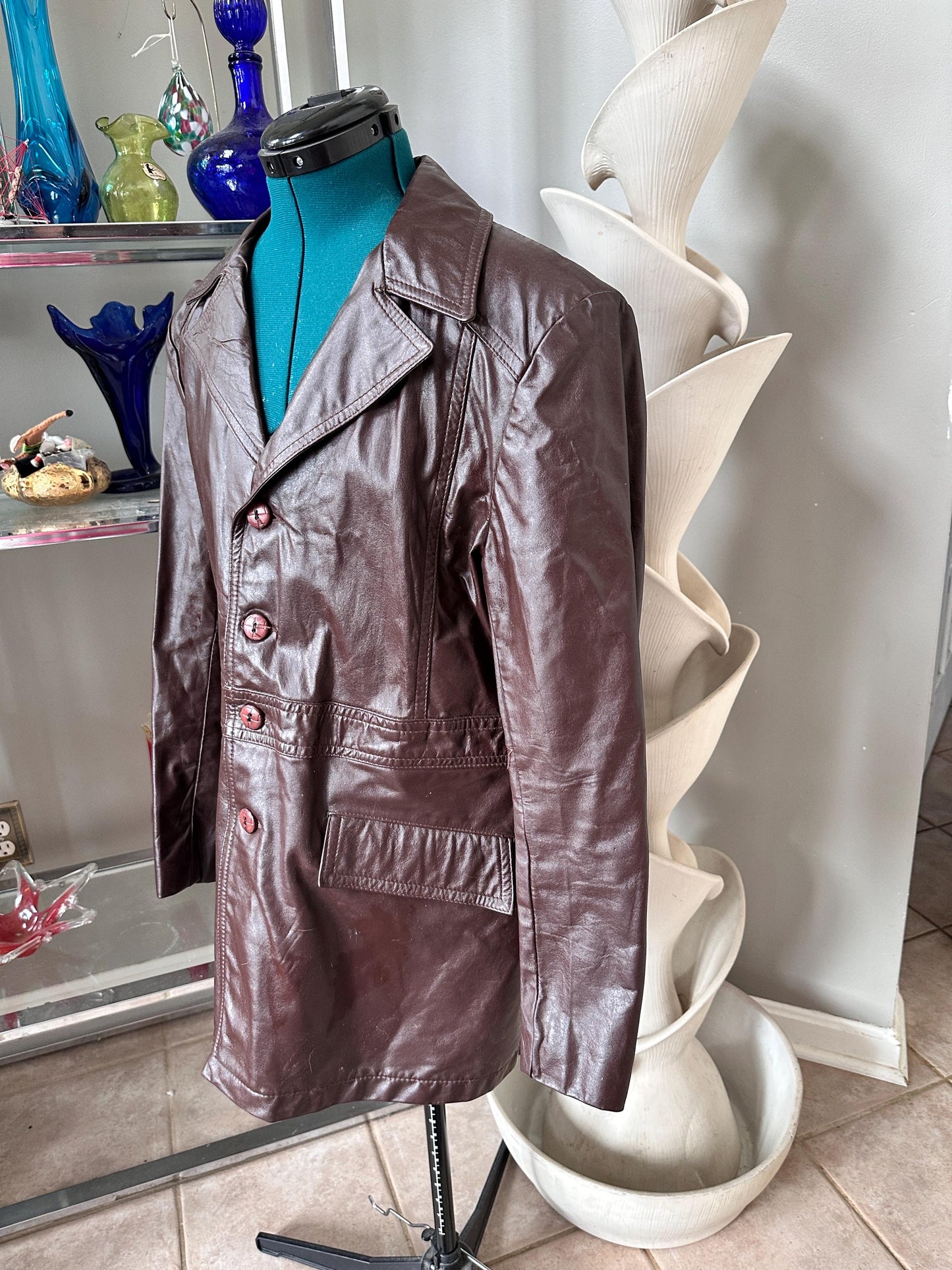 1970s Brown Leather Trench Coat | Men's Small | Fight Club Style Jacket