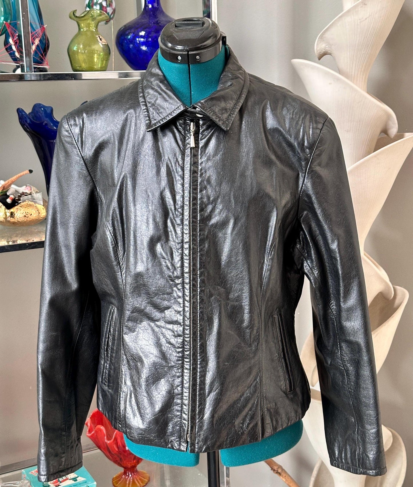 Vintage 1990s Wilsons Leather Black Leather Jacket | Women’s Size Large | Classic Moto Style