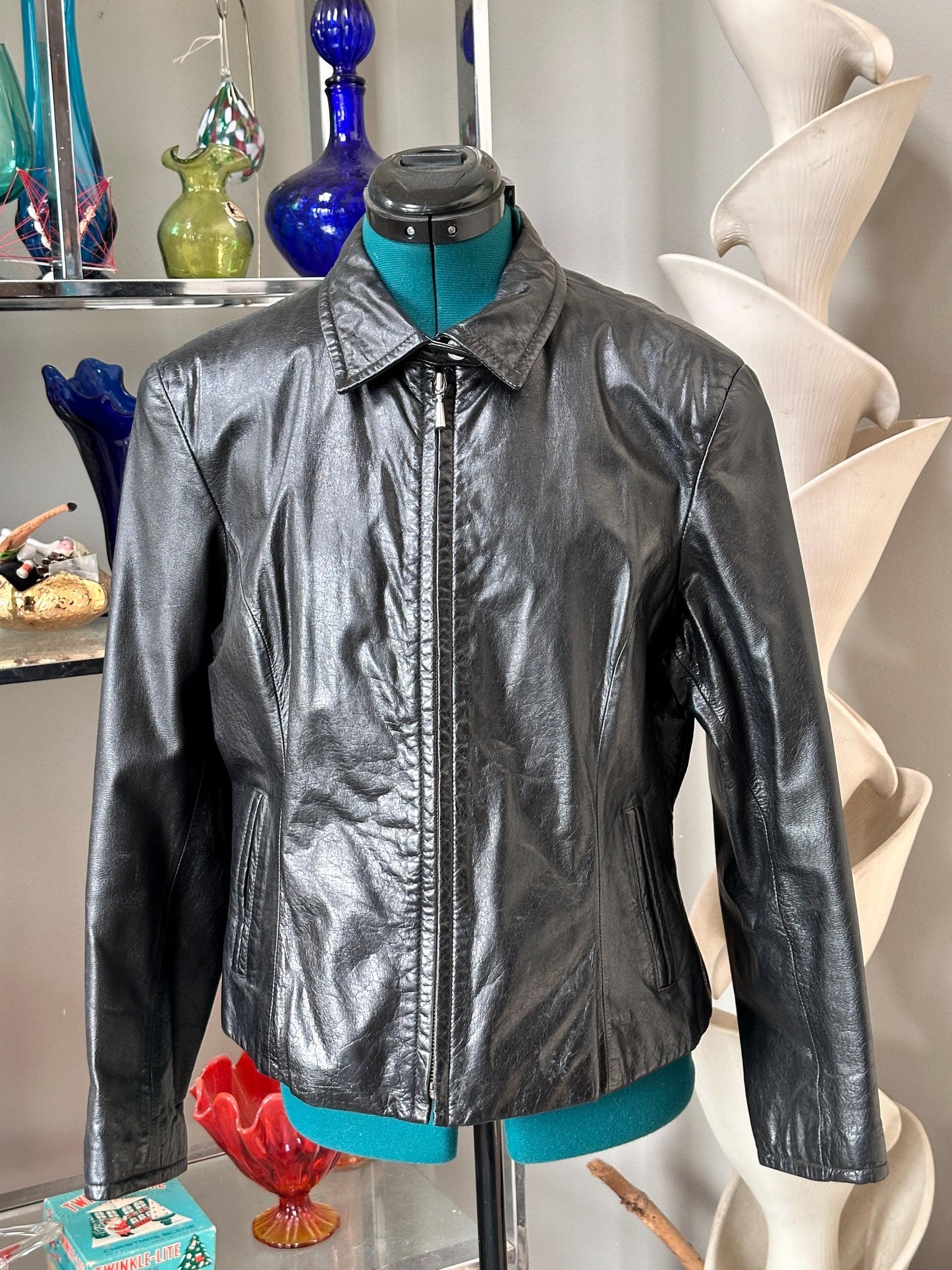 Vintage 1990s Wilsons Leather Black Leather Jacket | Women’s Size Large | Classic Moto Style