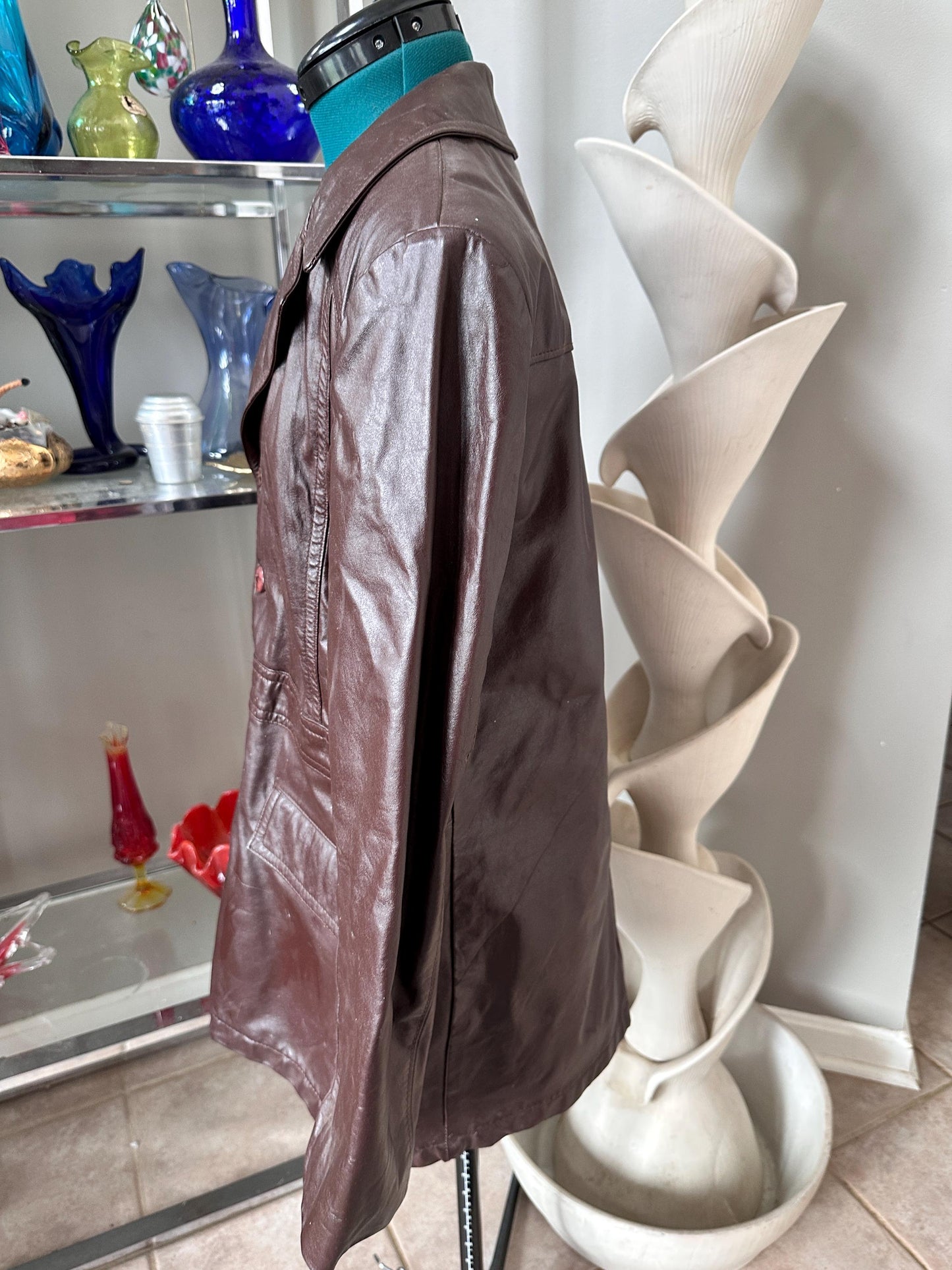1970s Brown Leather Trench Coat | Men's Small | Fight Club Style Jacket