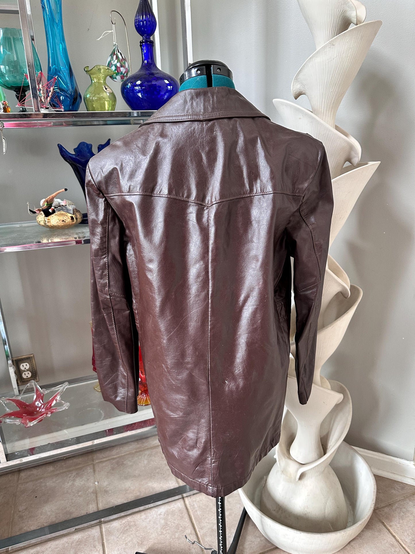 1970s Brown Leather Trench Coat | Men's Small | Fight Club Style Jacket