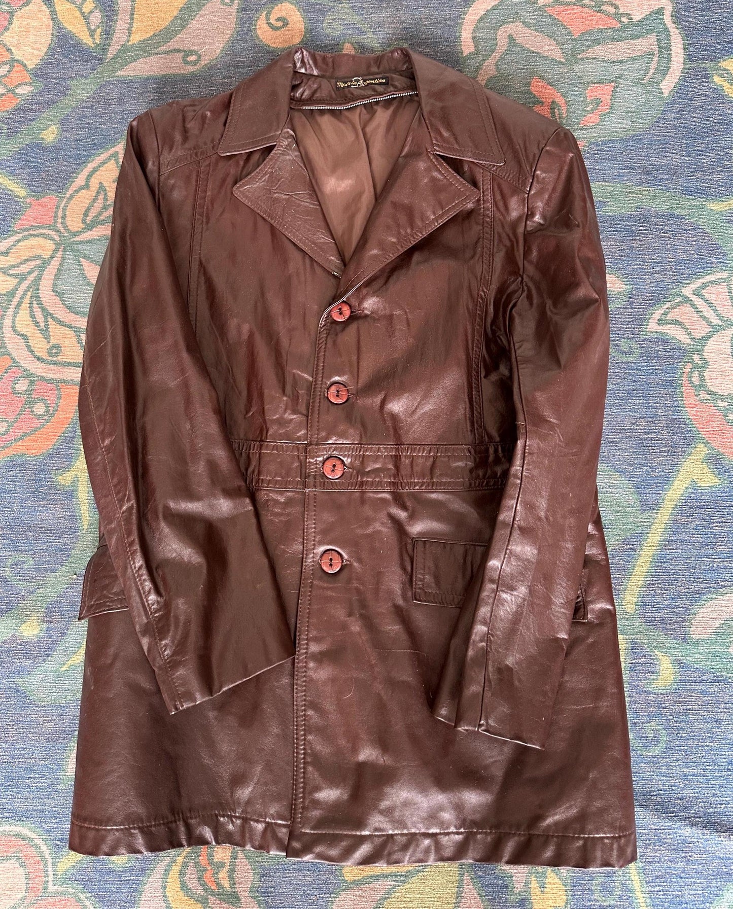 1970s Brown Leather Trench Coat | Men's Small | Fight Club Style Jacket