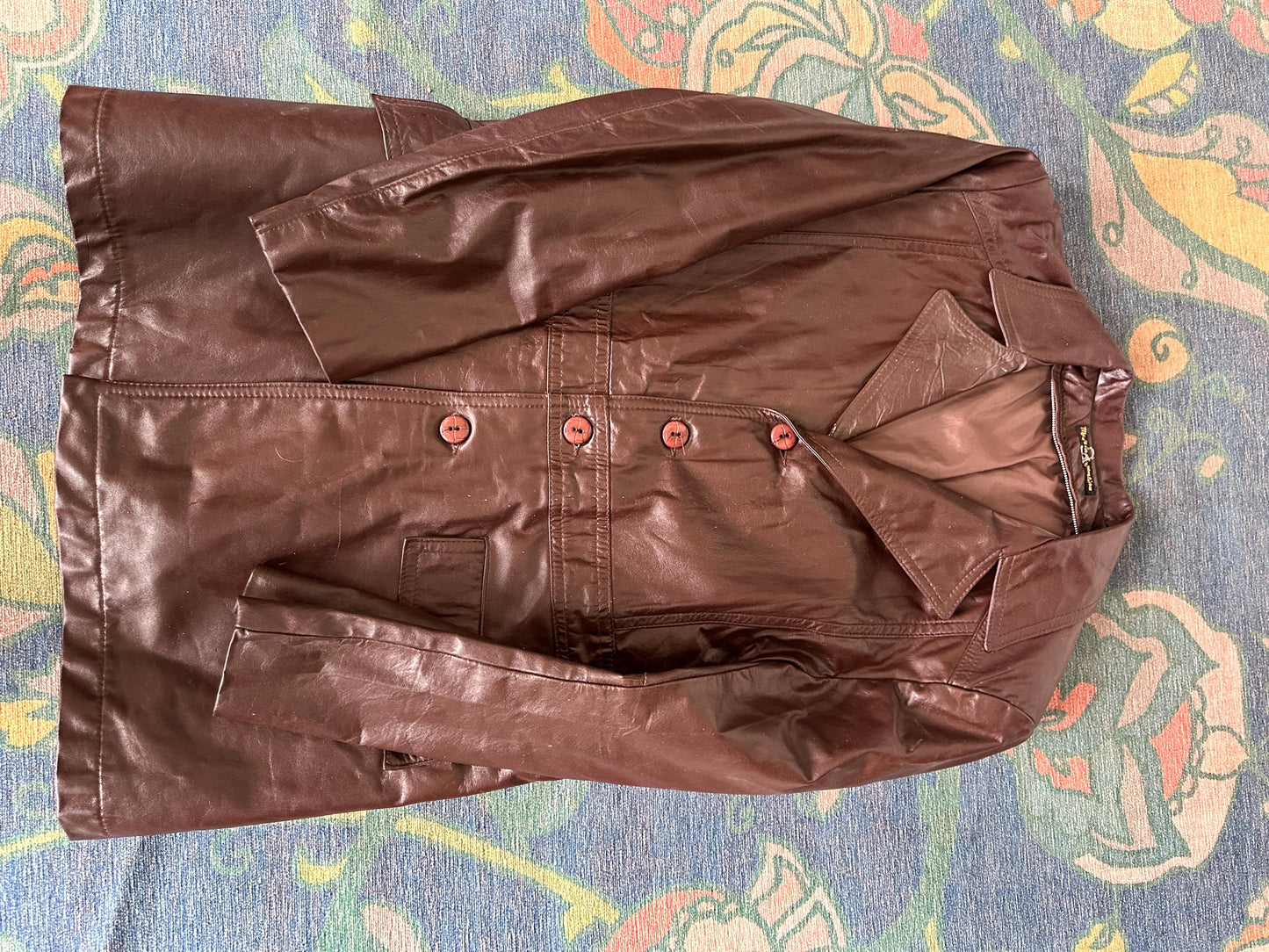 1970s Brown Leather Trench Coat | Men's Small | Fight Club Style Jacket