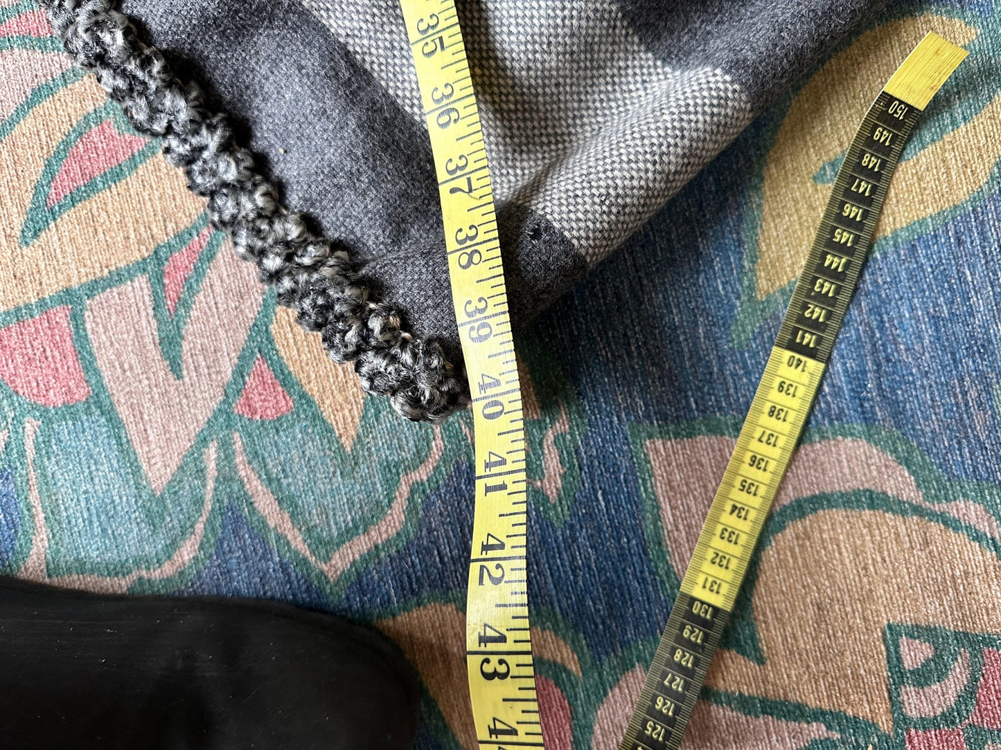Vintage 1970s Wool Blend Cape Coat, Gray Black White Stripes, Toggle Closure, Boho Jacket