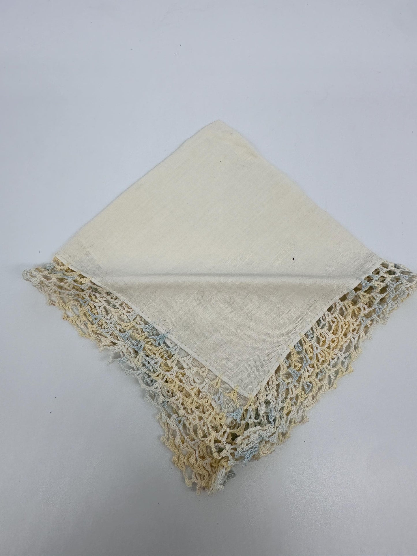 Vintage Shabby Chic Linen Crocheted Hankies – Ivory, Pink, Pastel Bridal Wedding Set