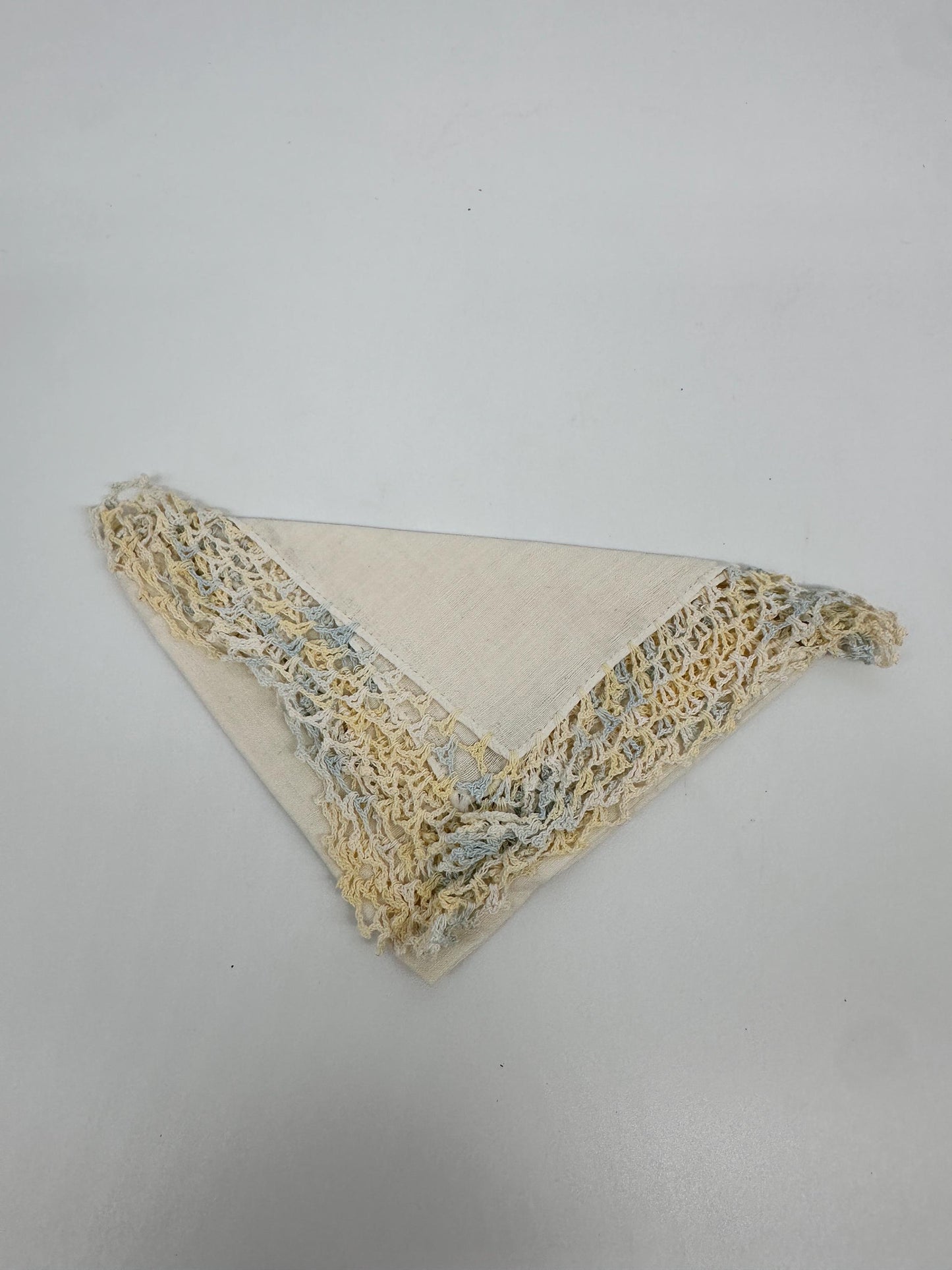Vintage Shabby Chic Linen Crocheted Hankies – Ivory, Pink, Pastel Bridal Wedding Set