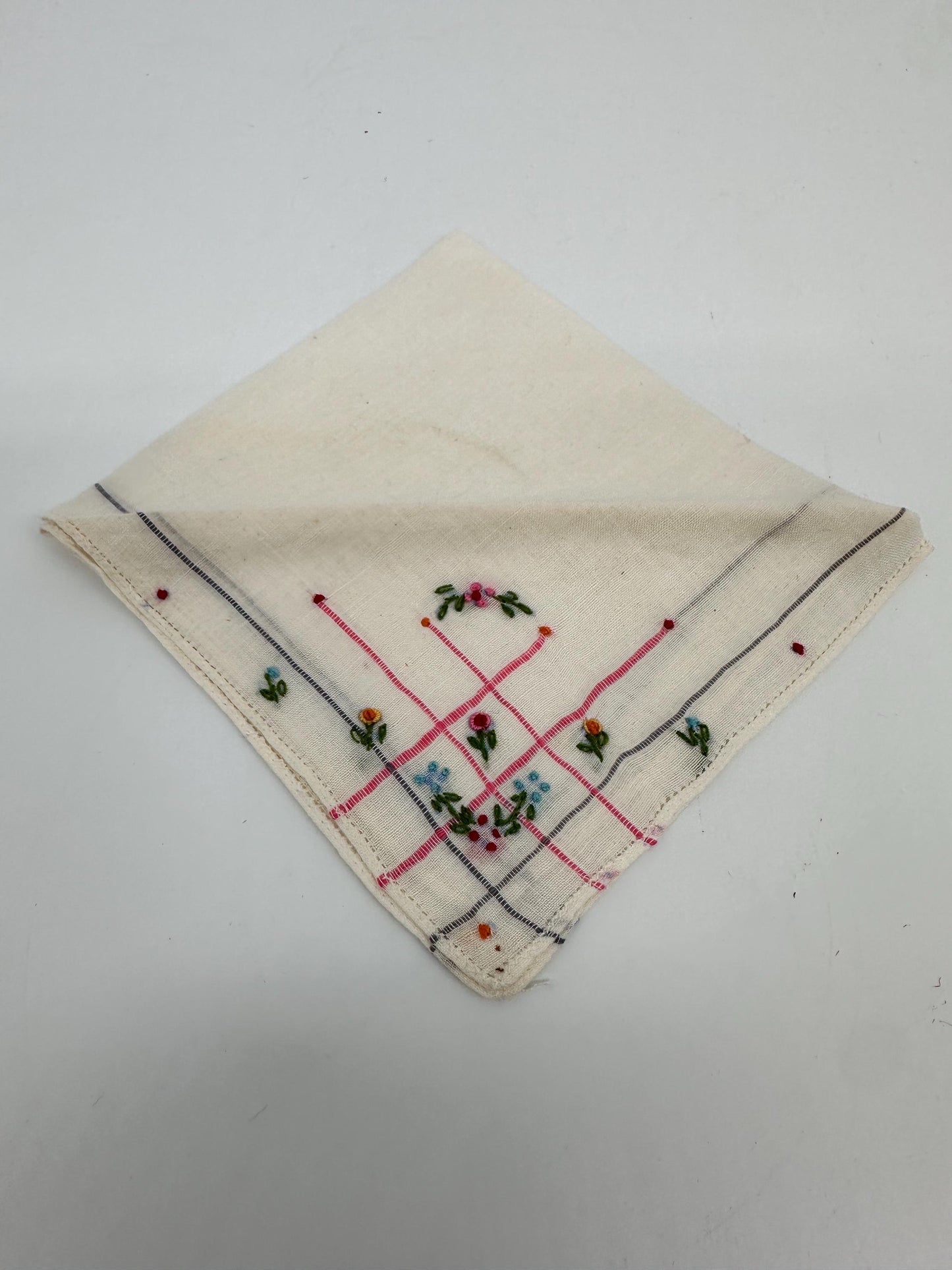Vintage Linen Hankies - Pastel Floral and Butterfly Embroidery, Bridal Hanky Set of 5