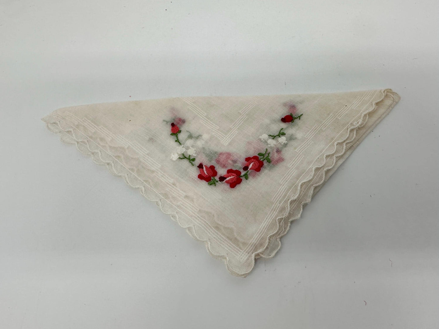 Vintage Linen Hankies - Pastel Floral and Butterfly Embroidery, Bridal Hanky Set of 5