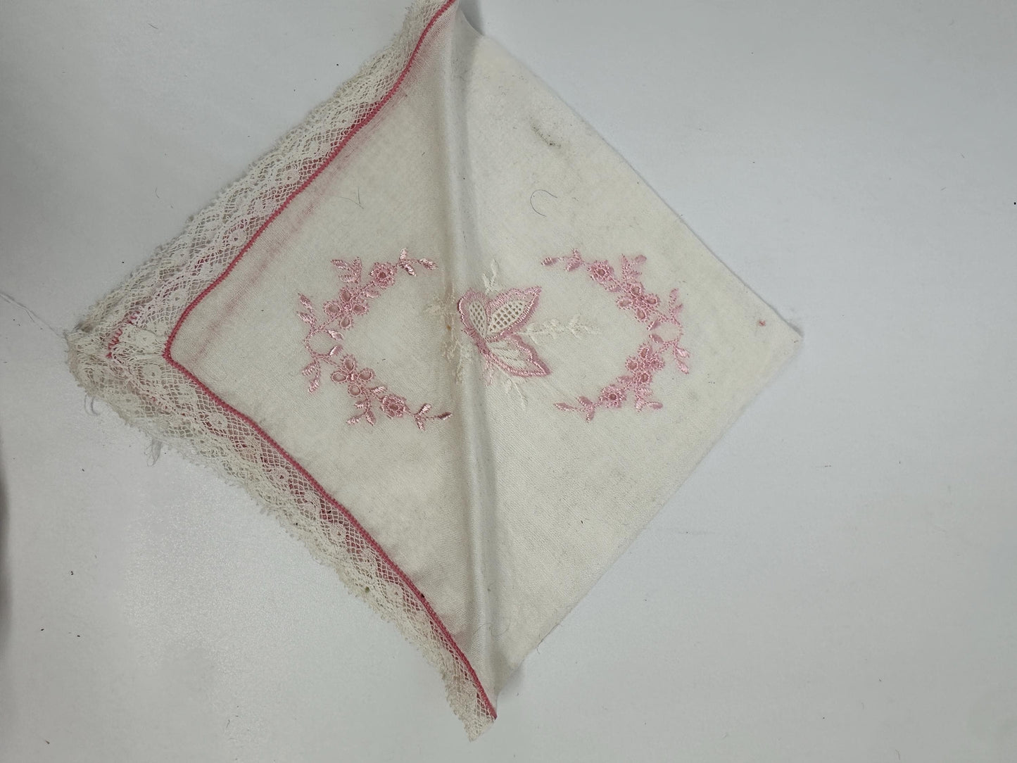 Vintage Linen Hankies - Pastel Floral and Butterfly Embroidery, Bridal Hanky Set of 5