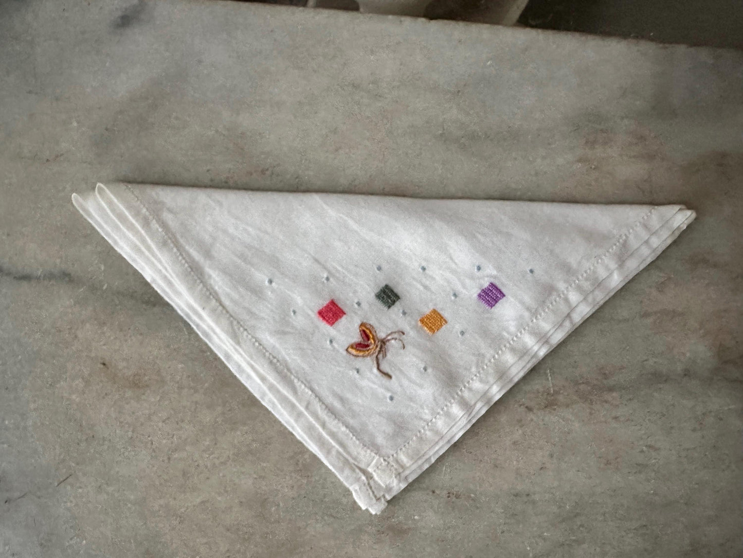 Vintage Linen Hankies - Pastel Floral and Butterfly Embroidery, Bridal Hanky Set of 5