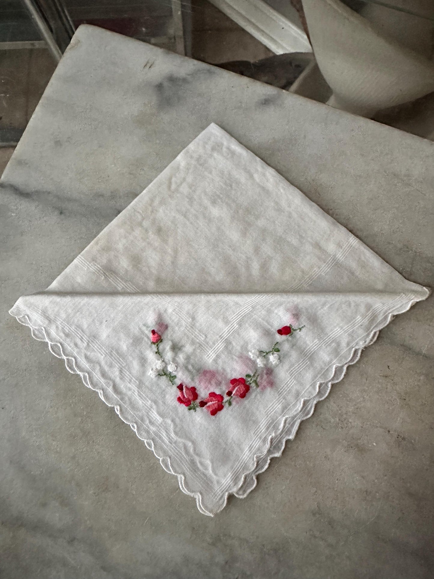 Vintage Linen Hankies - Pastel Floral and Butterfly Embroidery, Bridal Hanky Set of 5
