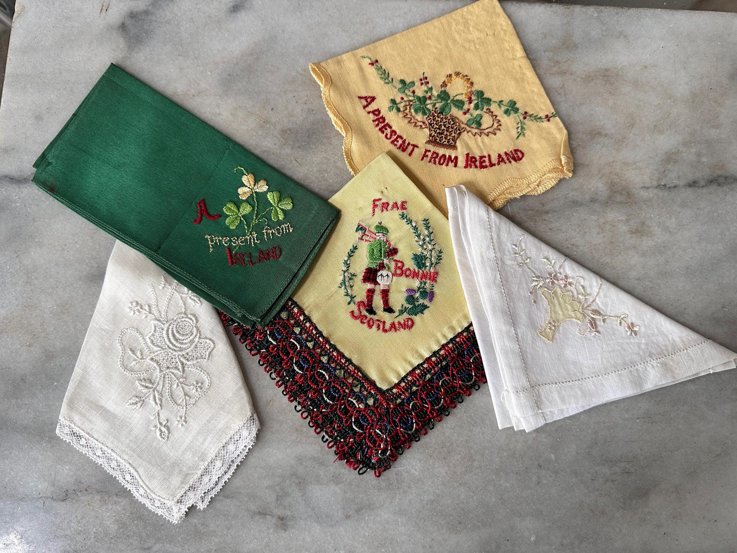 Vintage Embroidered Hankies – Ireland, Scotland Souvenir Collection