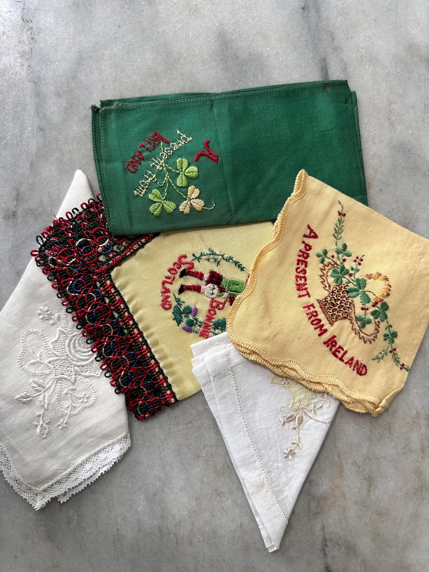 Vintage Embroidered Hankies – Ireland, Scotland Souvenir Collection