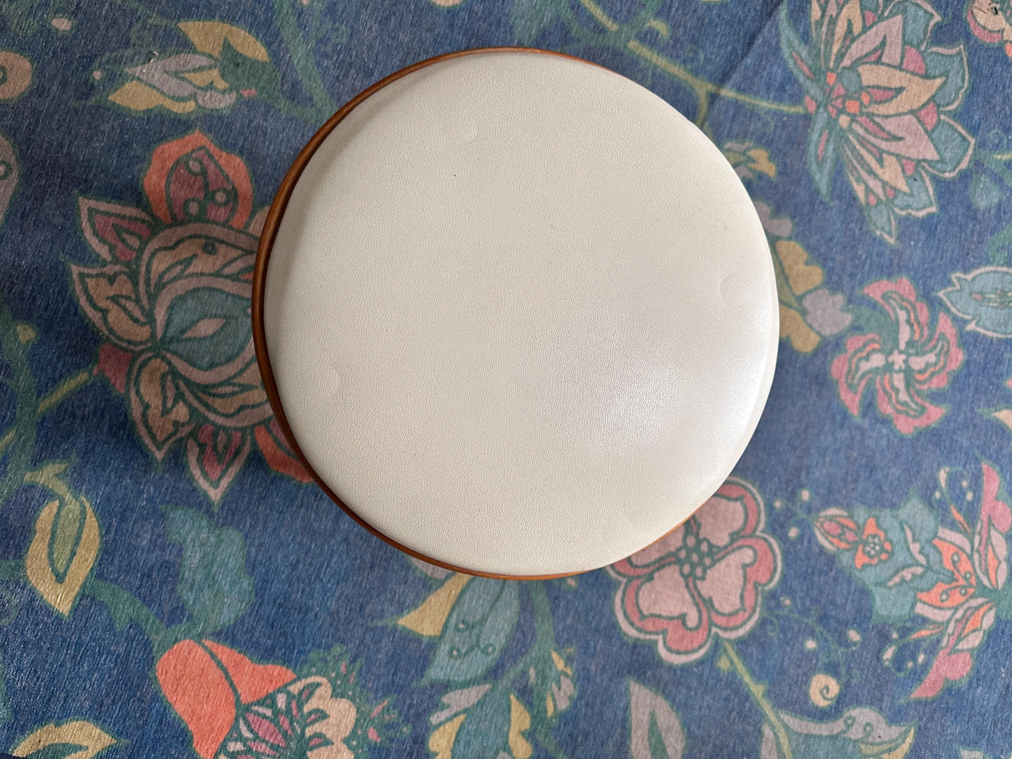 Vintage Thonet Bentwood Stool Chair | White Vinyl Padded Seat, European Furniture