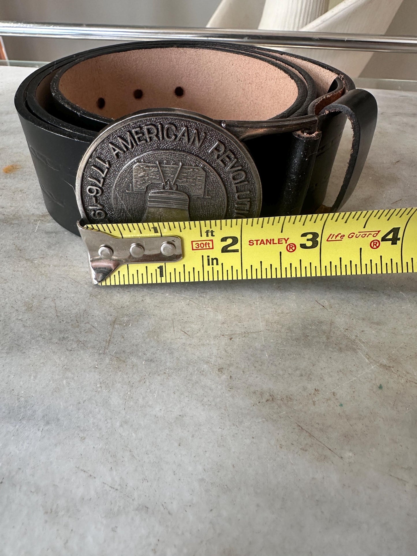 Vintage Bicentennial Liberty Bell Belt Buckle | Size 36 Leather Belt
