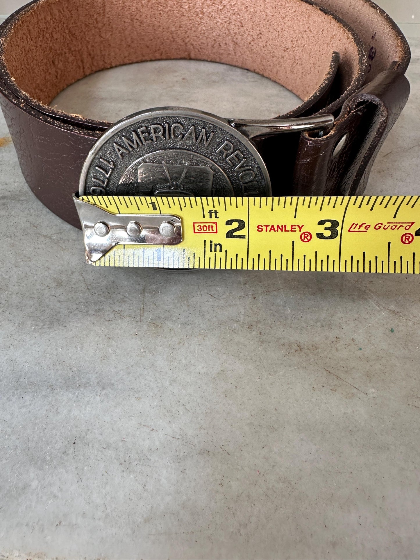 Vintage Bicentennial Liberty Bell Belt Buckle | Size 40 Leather Americana