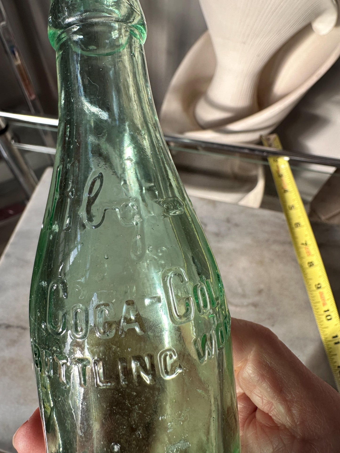 Vintage HBG Coca-Cola Bottling Works Green Glass Bottle – 7 fl oz – Embossed Straight-Side Soda Bottle