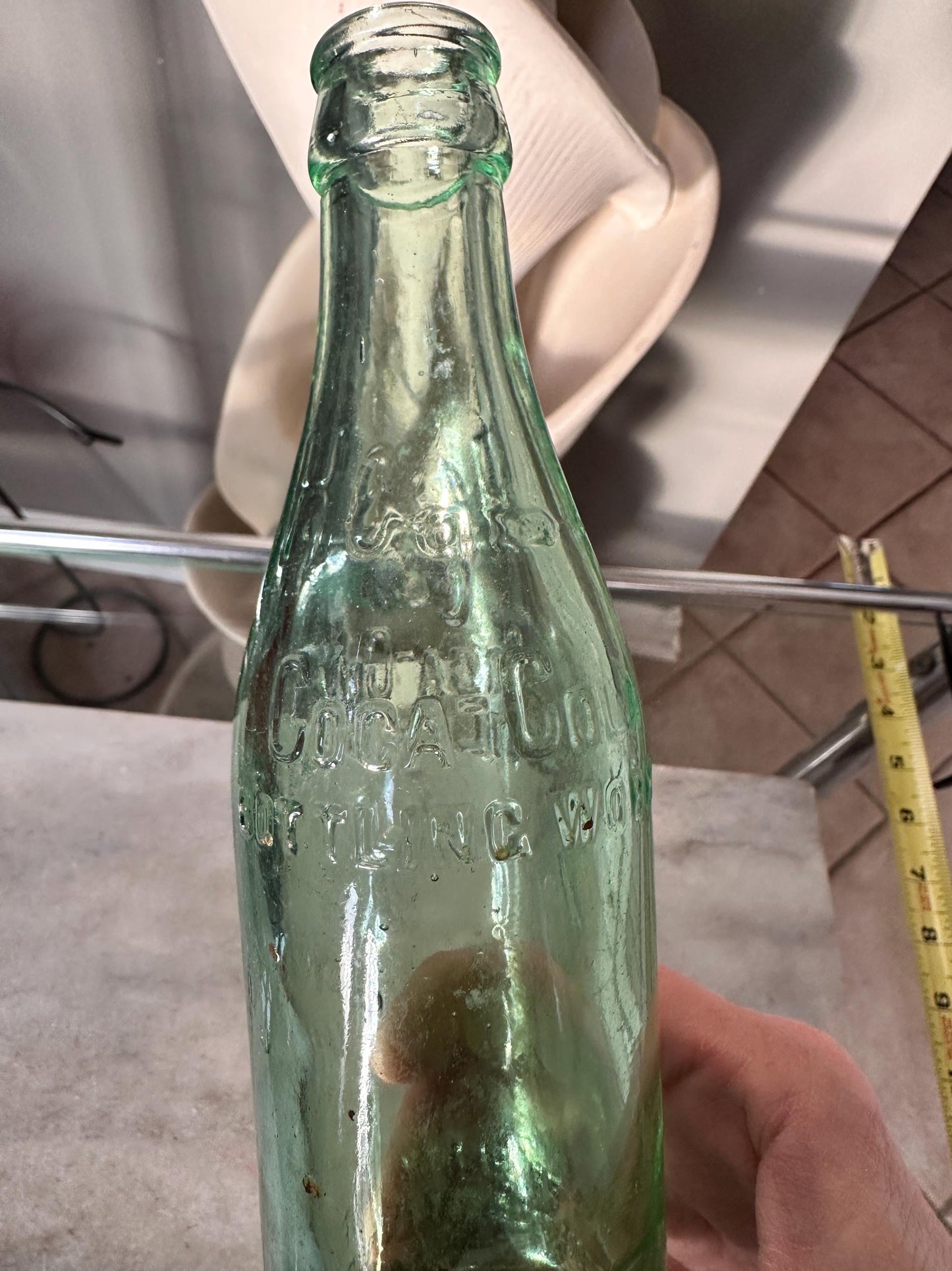 Vintage HBG Coca-Cola Bottling Works Green Glass Bottle – 7 fl oz – Embossed Straight-Side Soda Bottle