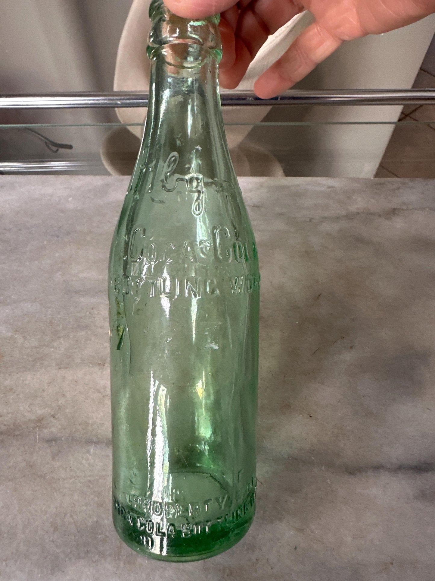 Vintage HBG Coca-Cola Bottling Works Green Glass Bottle – 7 fl oz – Embossed Straight-Side Soda Bottle