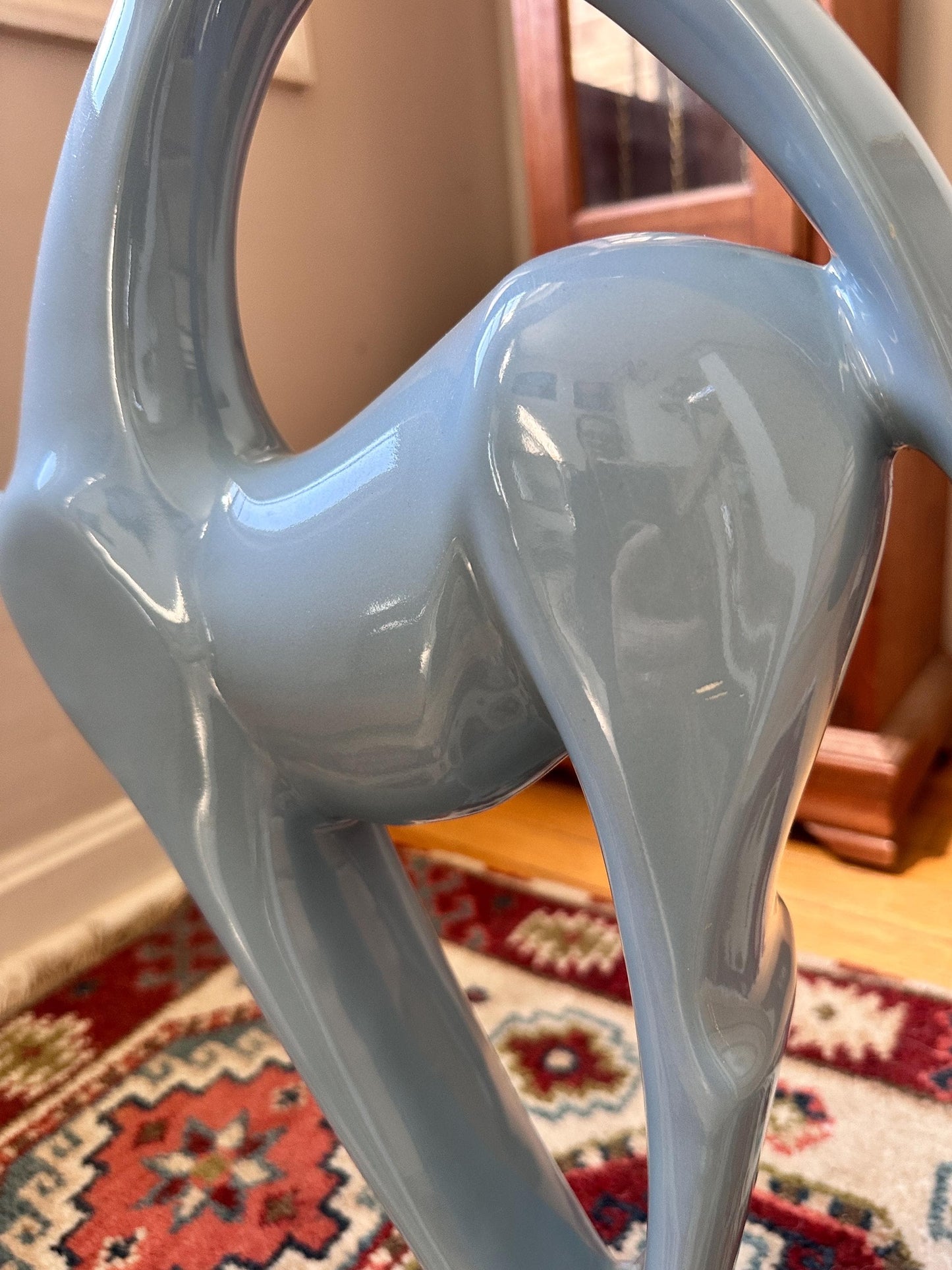 Vintage Haeger Pottery Gazelle Sculpture – Blue Art Deco MCM Ceramic (1979)