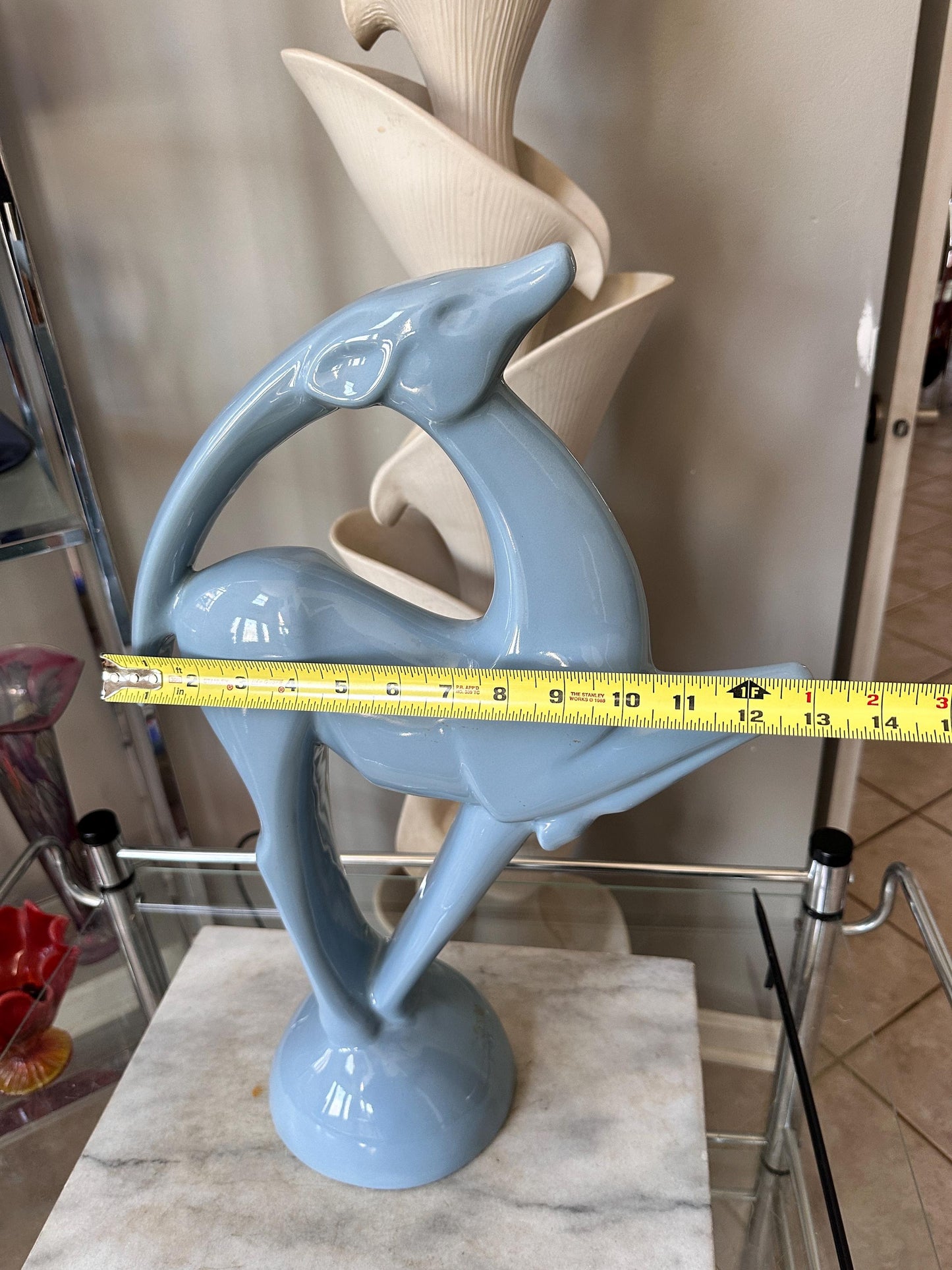 Vintage Haeger Pottery Gazelle Sculpture – Blue Art Deco MCM Ceramic (1979)