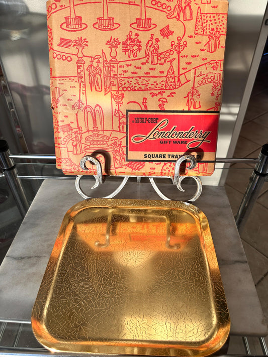 Vintage Wear-Ever Londonderry Gold Anodized Aluminum Square Tray (Original Box)